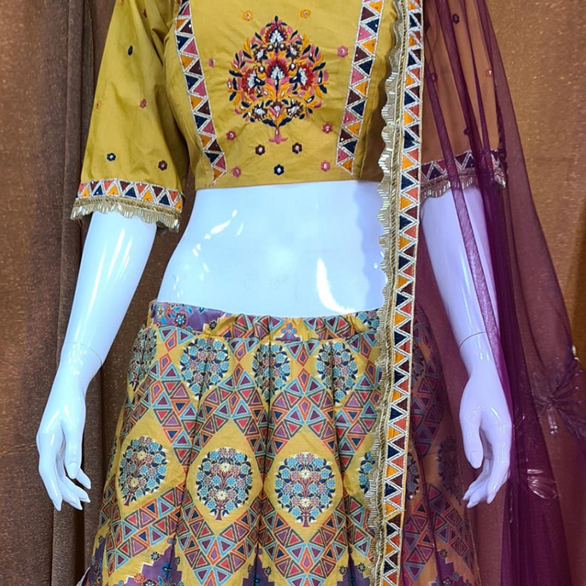 Peachmode Multicolor Festive Wear Woven Silk Lehenga Choli - view 2