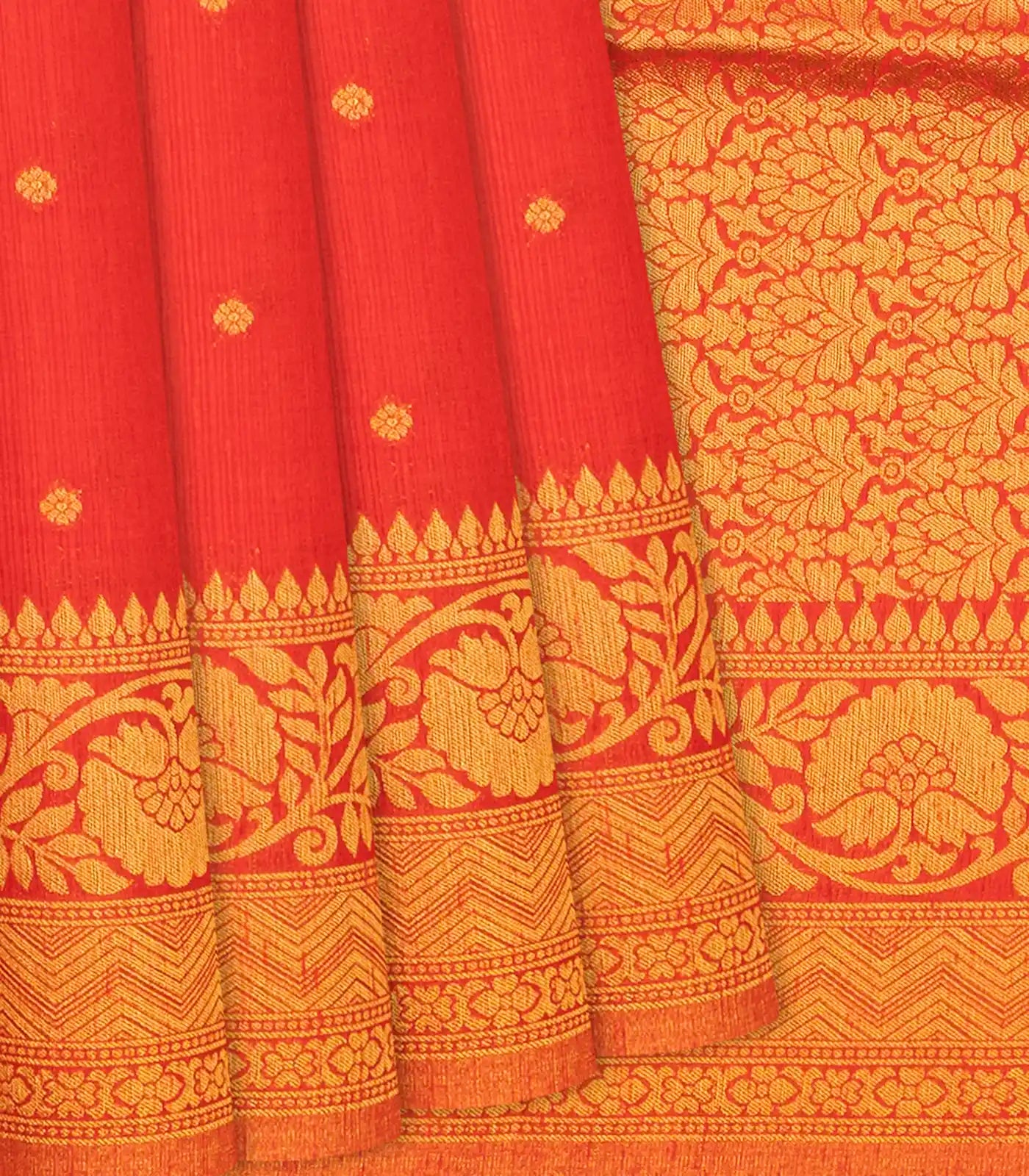 RmKV Red Woven Blended Dupion Saree With Kamalam Motifs-Red