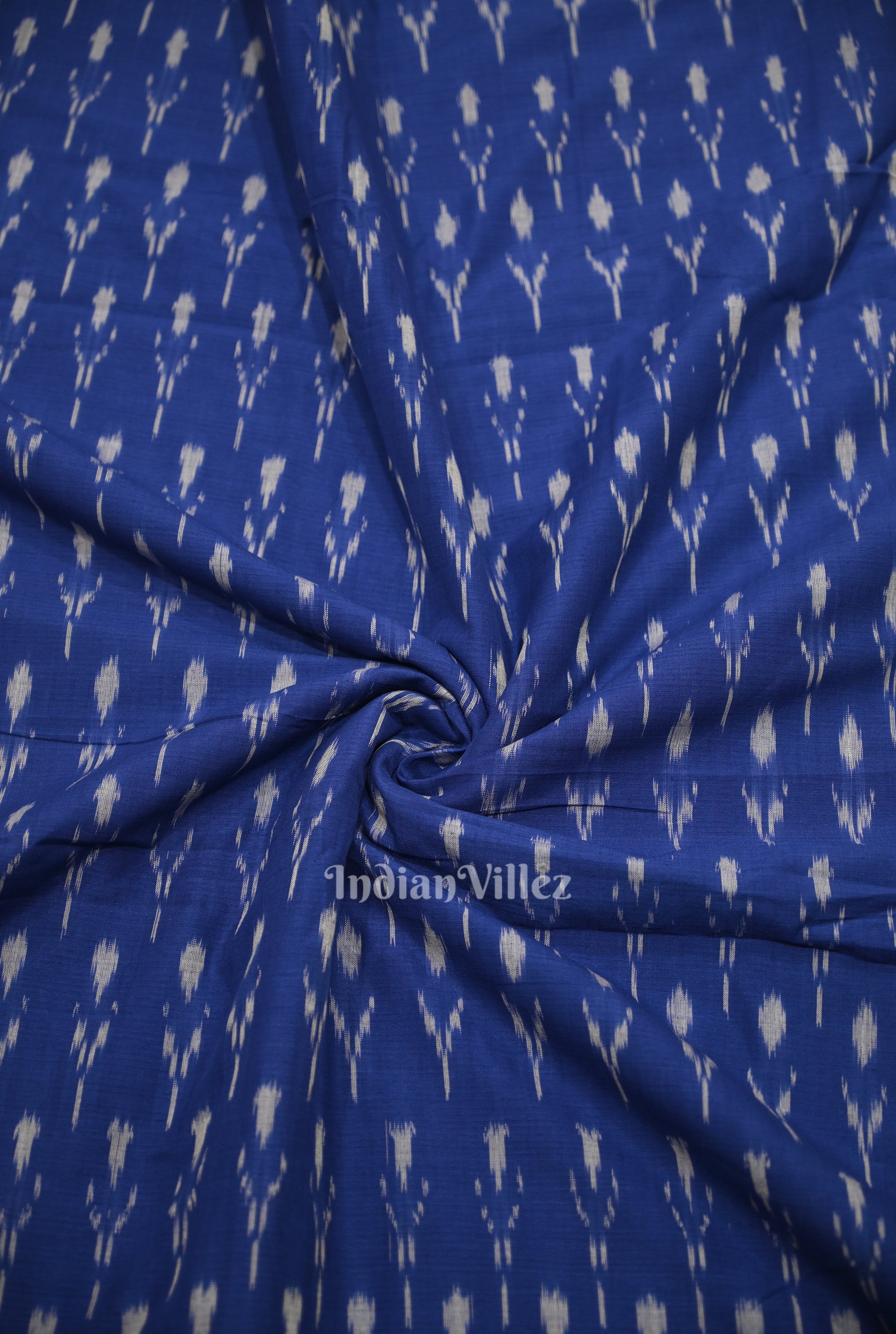 IndianVillèz Blue Handwoven Pochampally Ikat Cotton Fabric