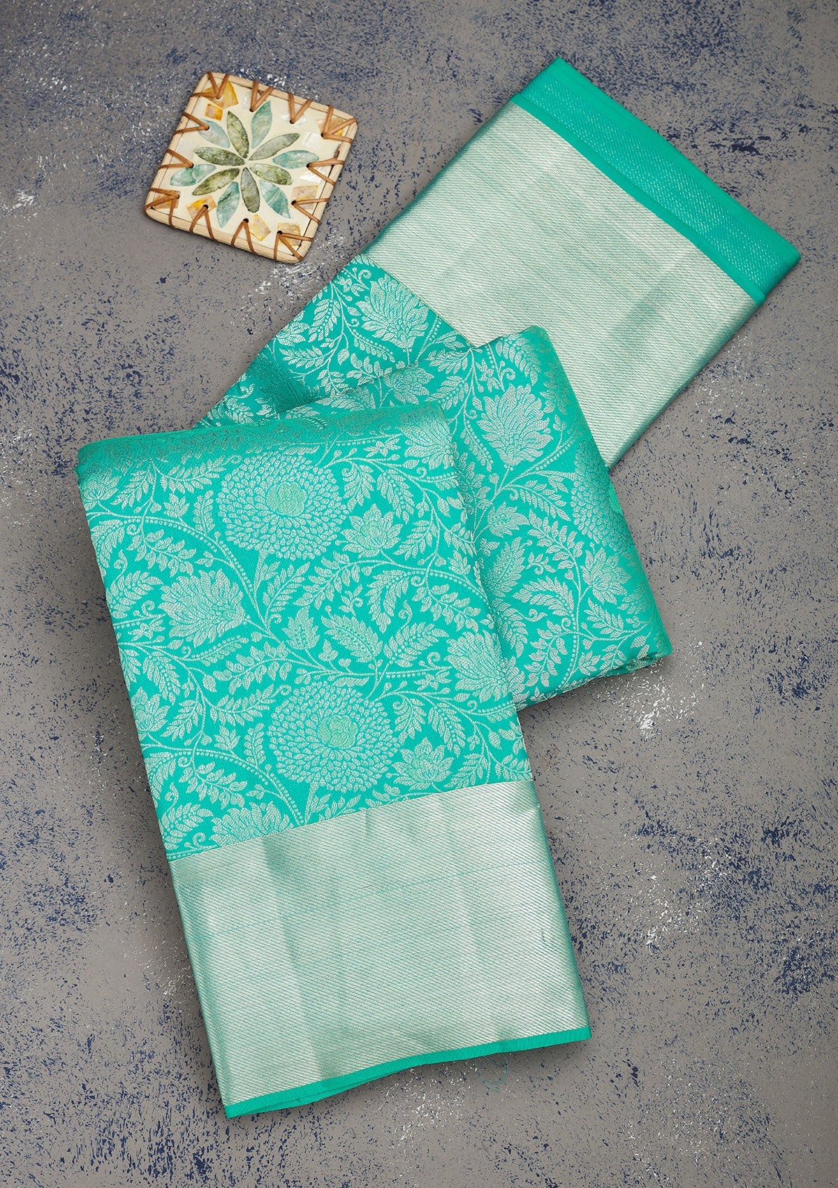 Koskii Turquoise Blue Zariwork Pure Silk Saree