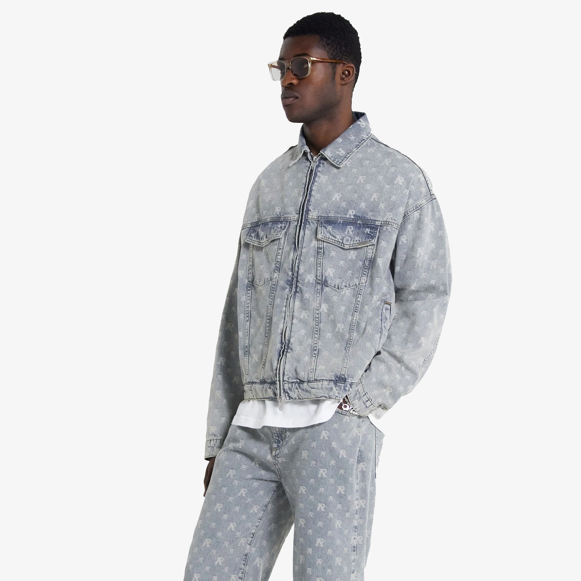 Represent | R4 MONOGRAM DENIM JACKET { STONE WASH