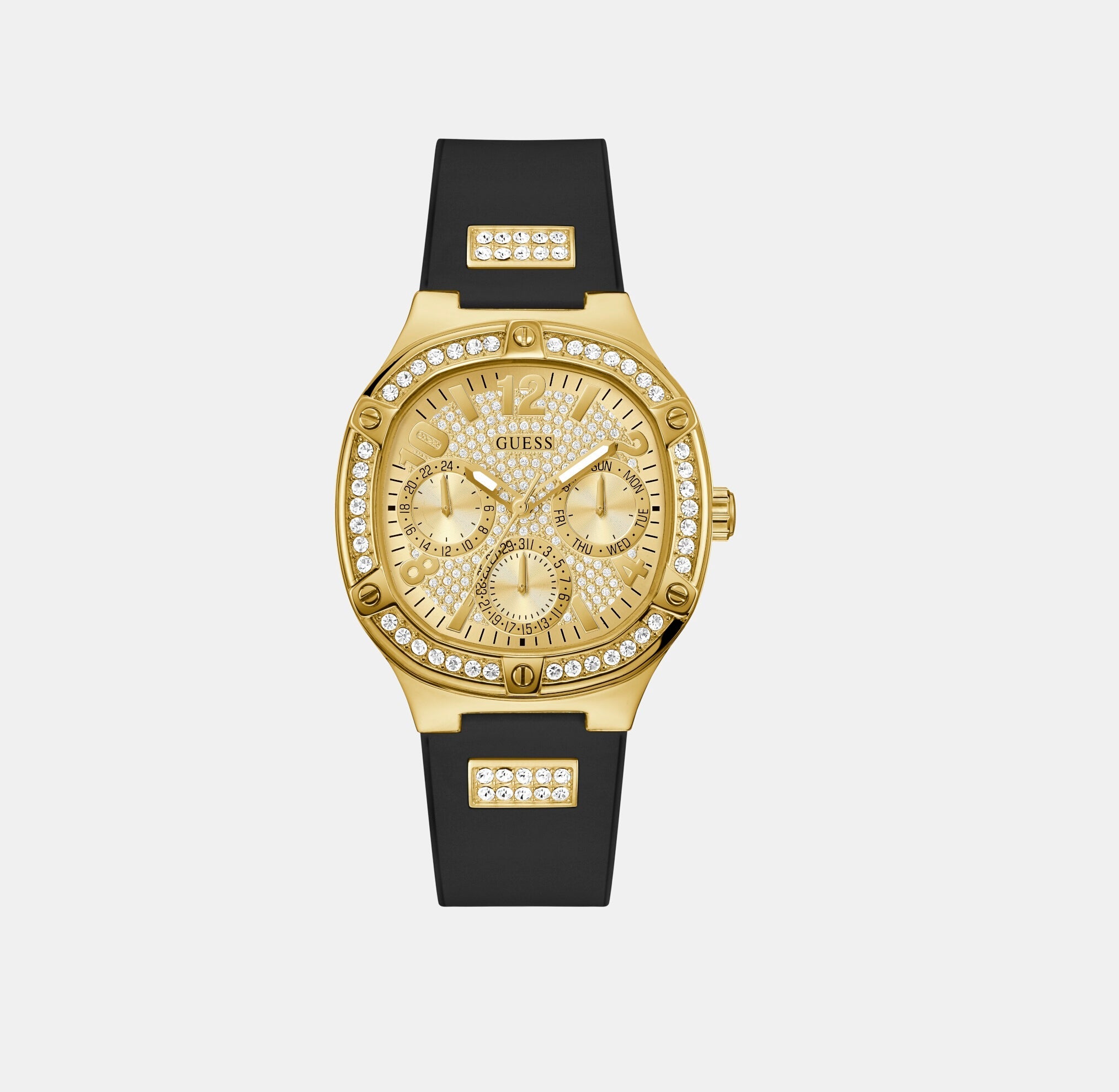 Guess Duchess Women Quartz Champagne Dial Chronograph Silicone Watch GW0619L2