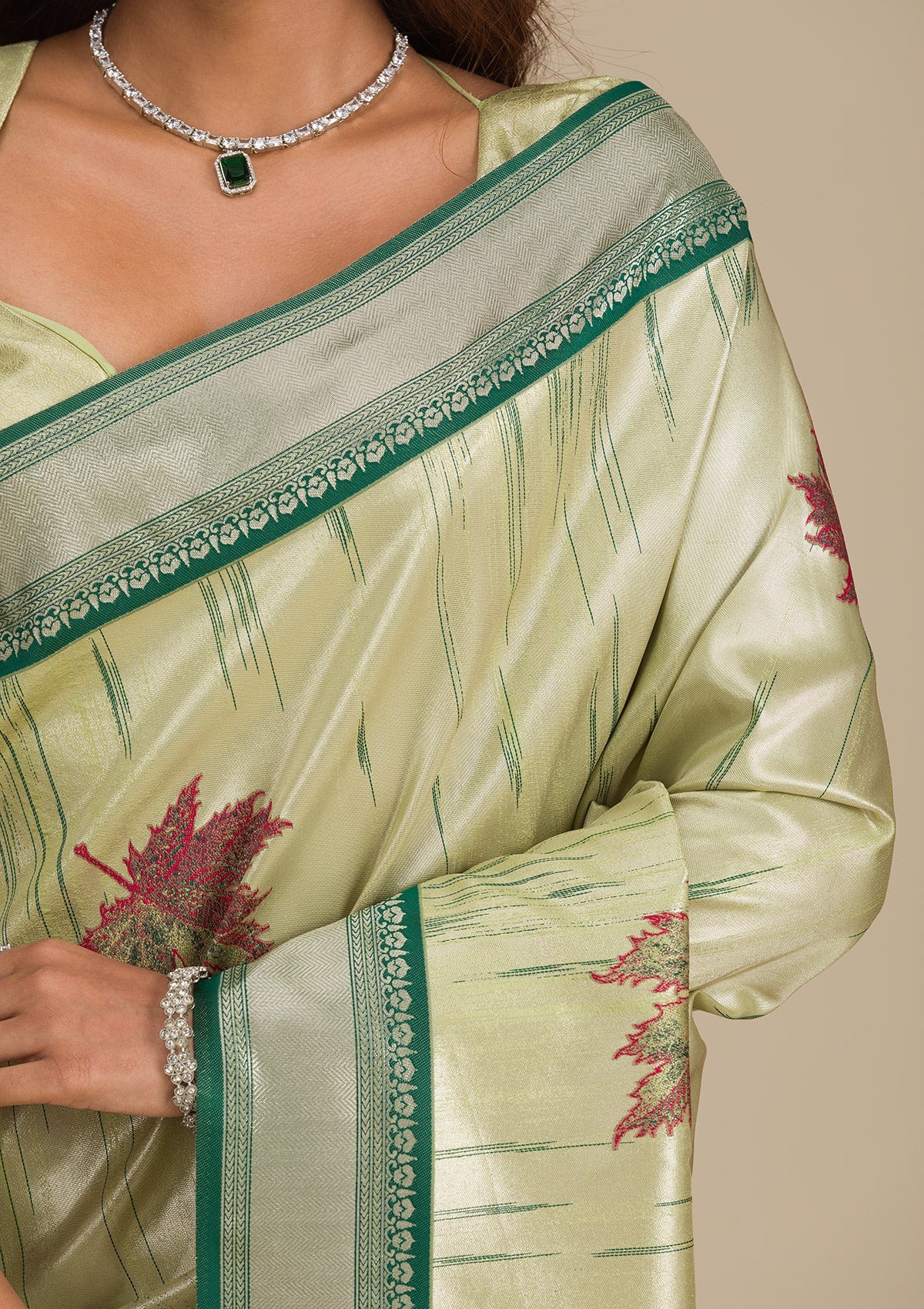 Koskii Beige Printed Soft Silk Saree – Women's - view 7
