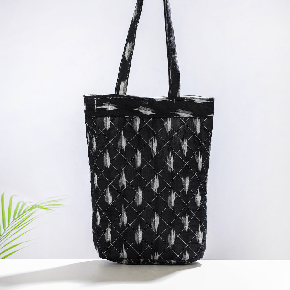 CHUTNEY CRAFT STUDIO Black - Handcrafted Quilted Ikat Weave Shoulder Bag
