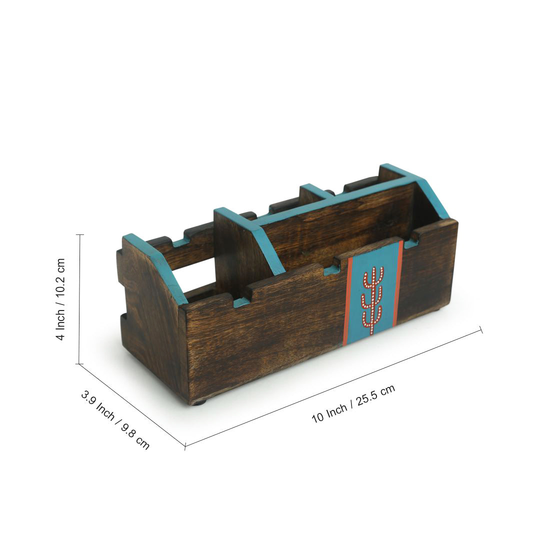EXCLUSIVELANE 'Oasis Spaces' Handpainted Cutlery Holder In Mango Wood (4 Partitions) - view 6