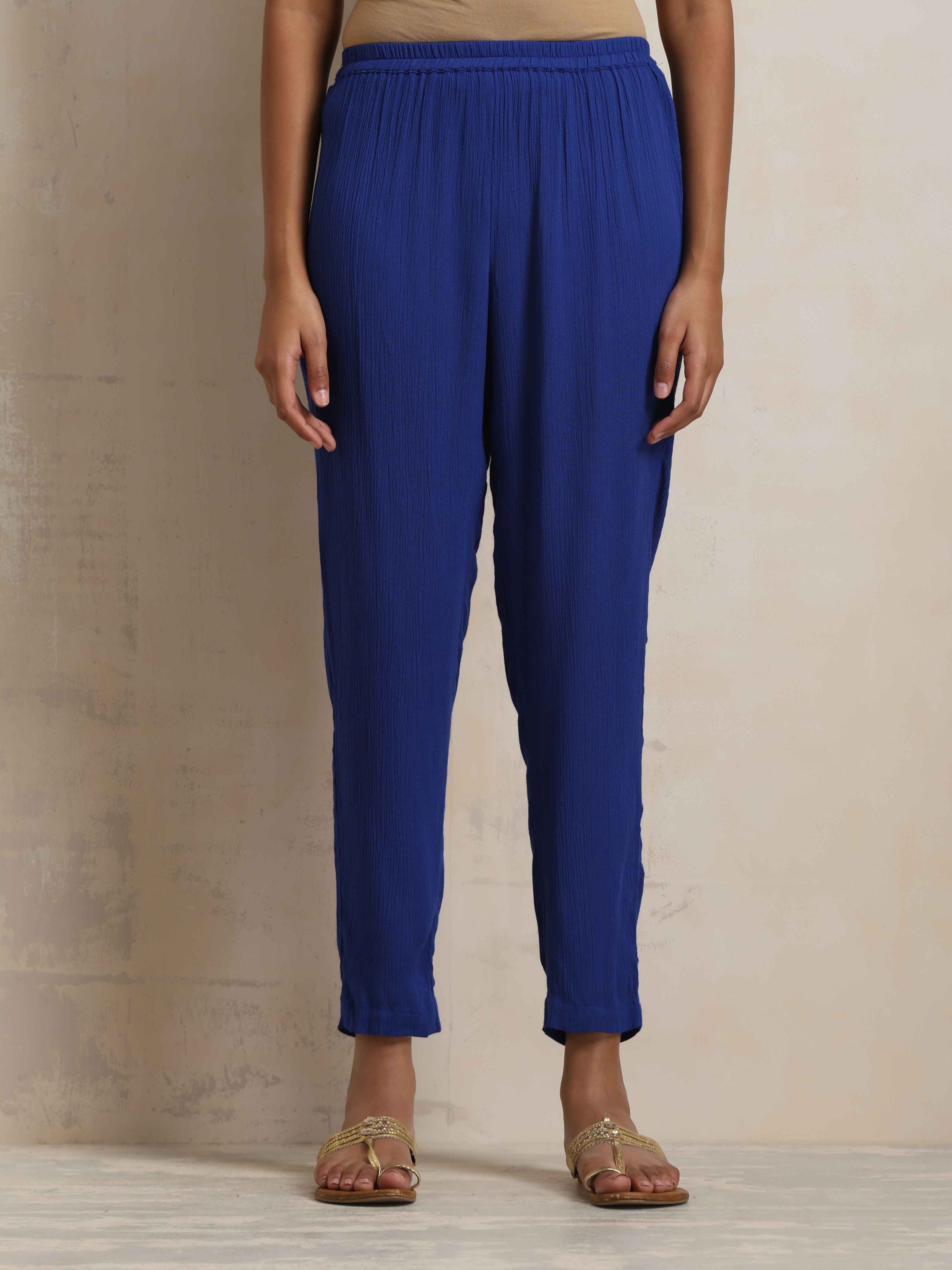 trueBrowns Blue Crinkle Flared Kurta Co-ord Set - view 7