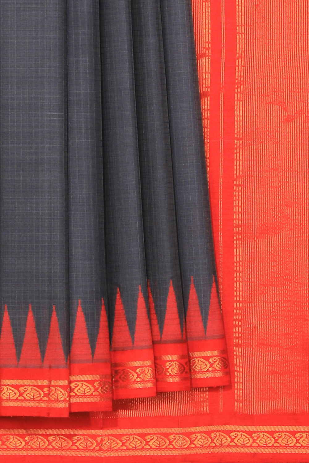 Kalanjali Gadwal Cotton Silk Grey Saree – Women's