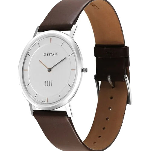 Titan Edge Silver Dial Analog Stainless Steel Leather Strap Watch for Men 37.3mm NT1595SL03 - view 4