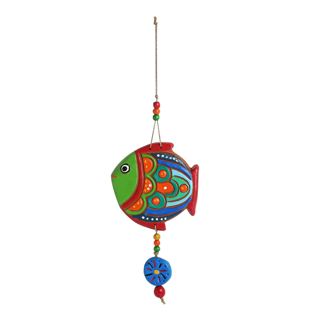 EXCLUSIVELANE 'The Fish Twins' Handmade & Handpainted Terracotta Decorative Wall Hangings (Set of 2) - view 3