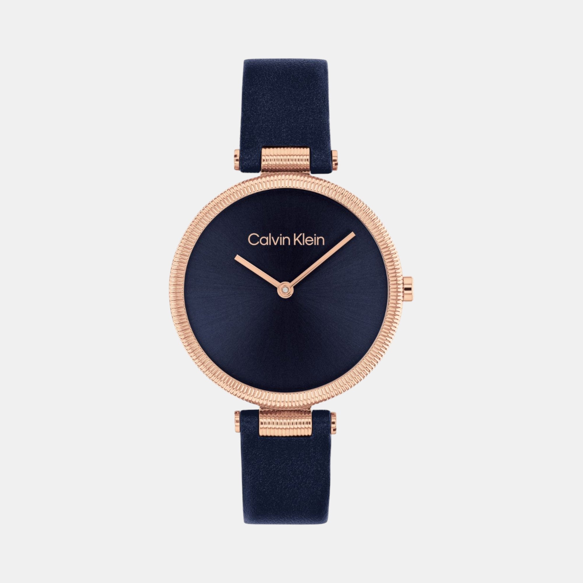 Calvin Klein Gleam Women Quartz Blue Dial Analog Leather Watch 25100041