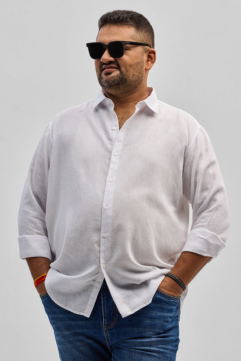 SNITCH White Linen Blend Shirt