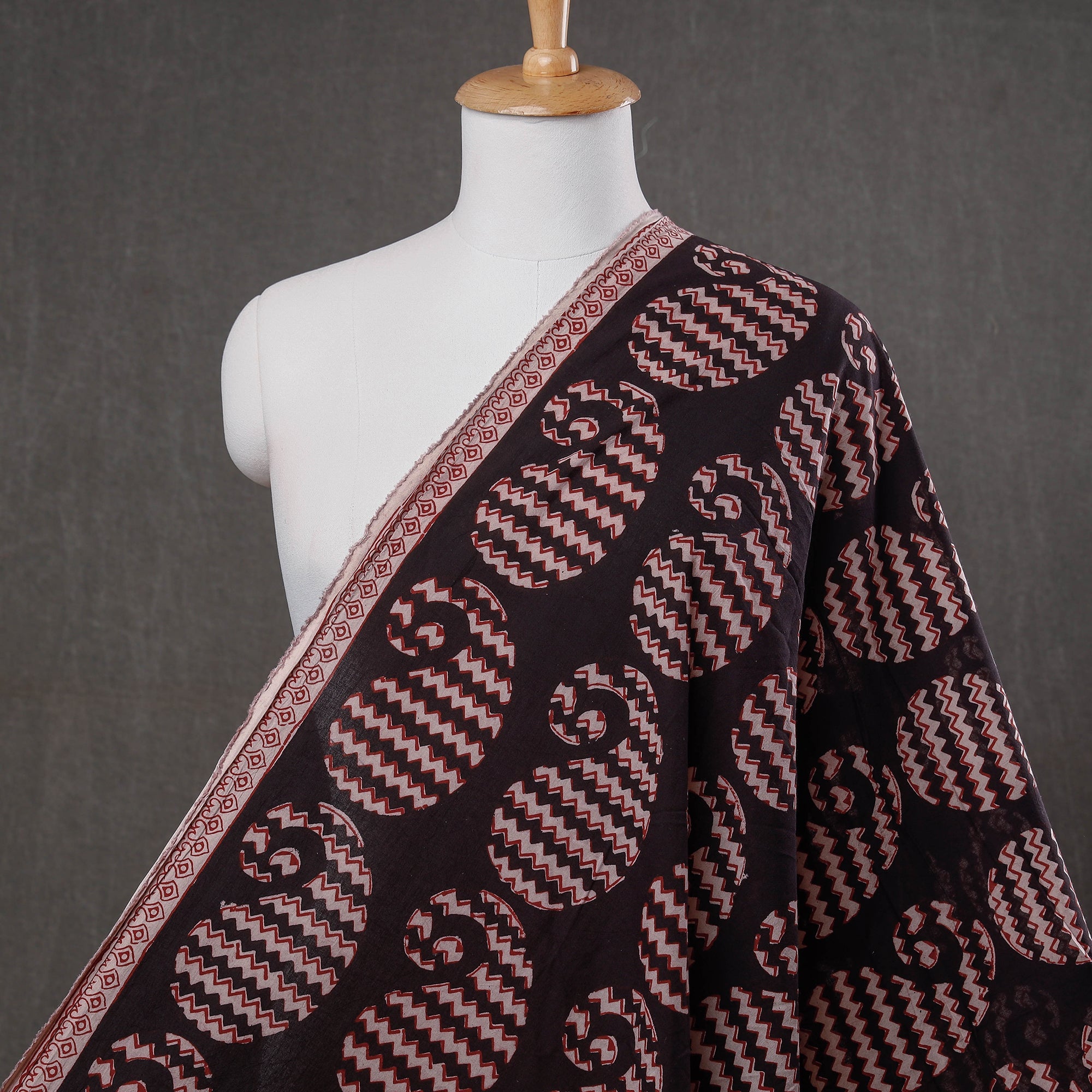 BAGH PRINTS BY UMAR FARUK KHATRI Black - Bagh Block Printed Natural Dyed Cotton Fabric