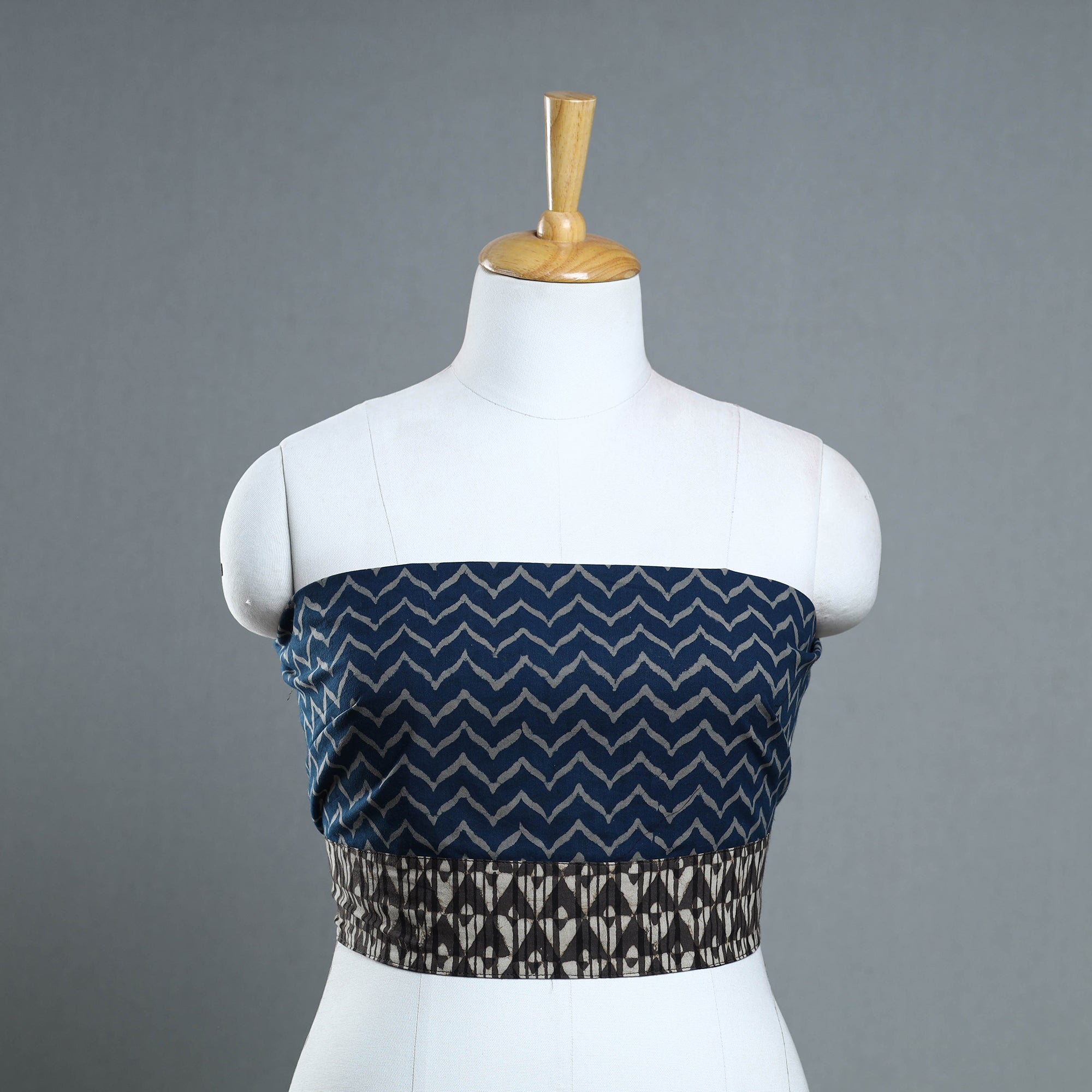 NOORI BAZAR Blue - Block Print Cotton Akola Blouse piece 162