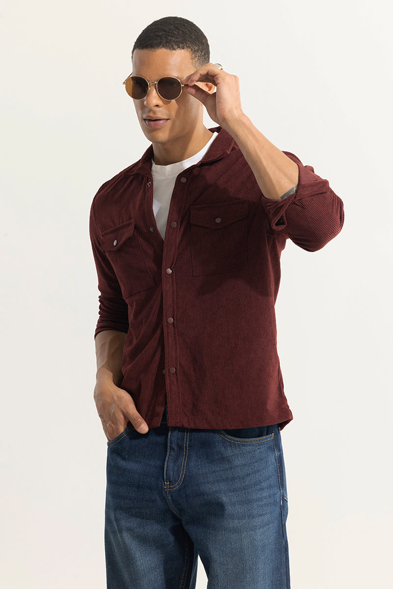 SNITCH Cord Couture Maroon Overshirt