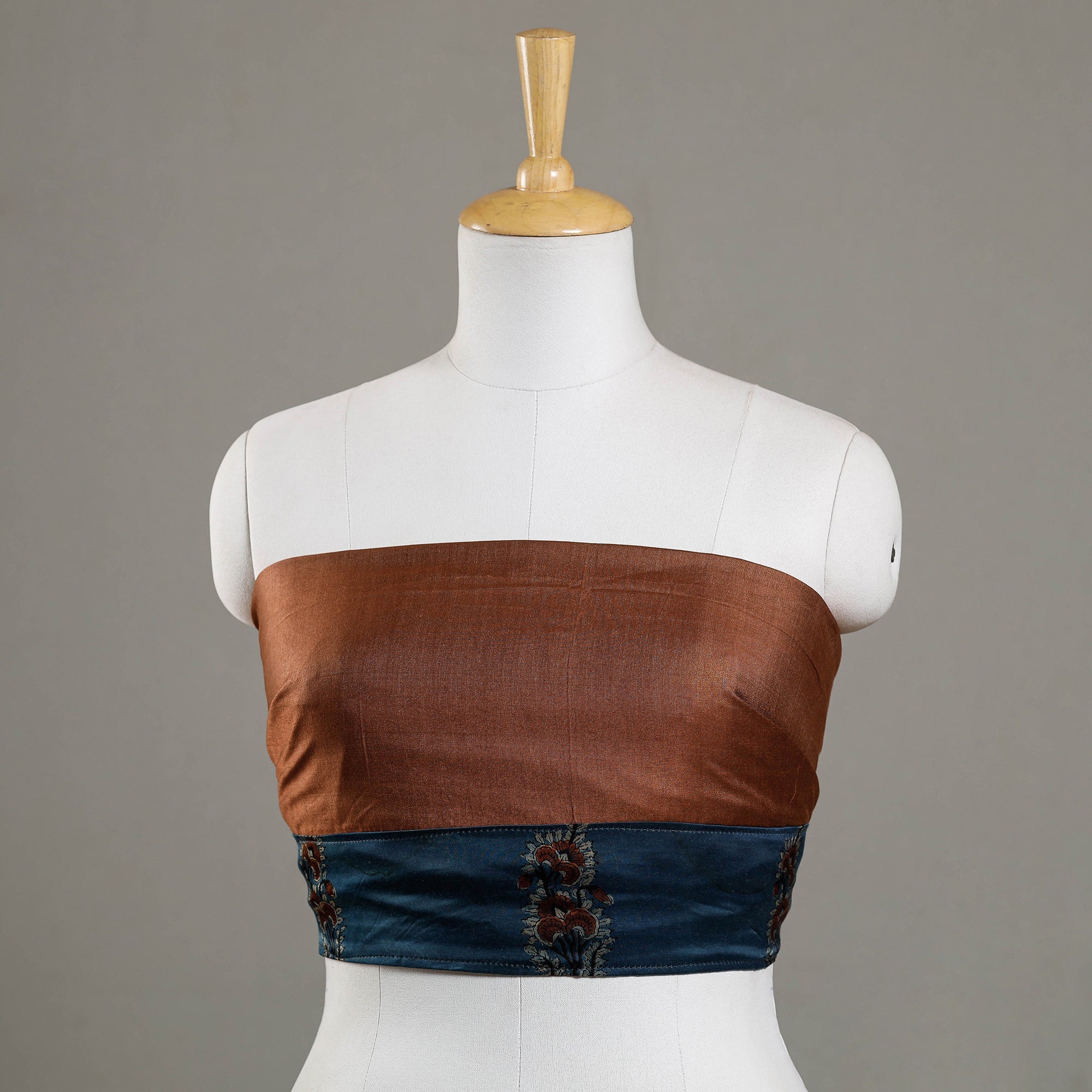 NOORI BAZAR Brown - Bhagalpuri Linen Cotton Blouse Piece