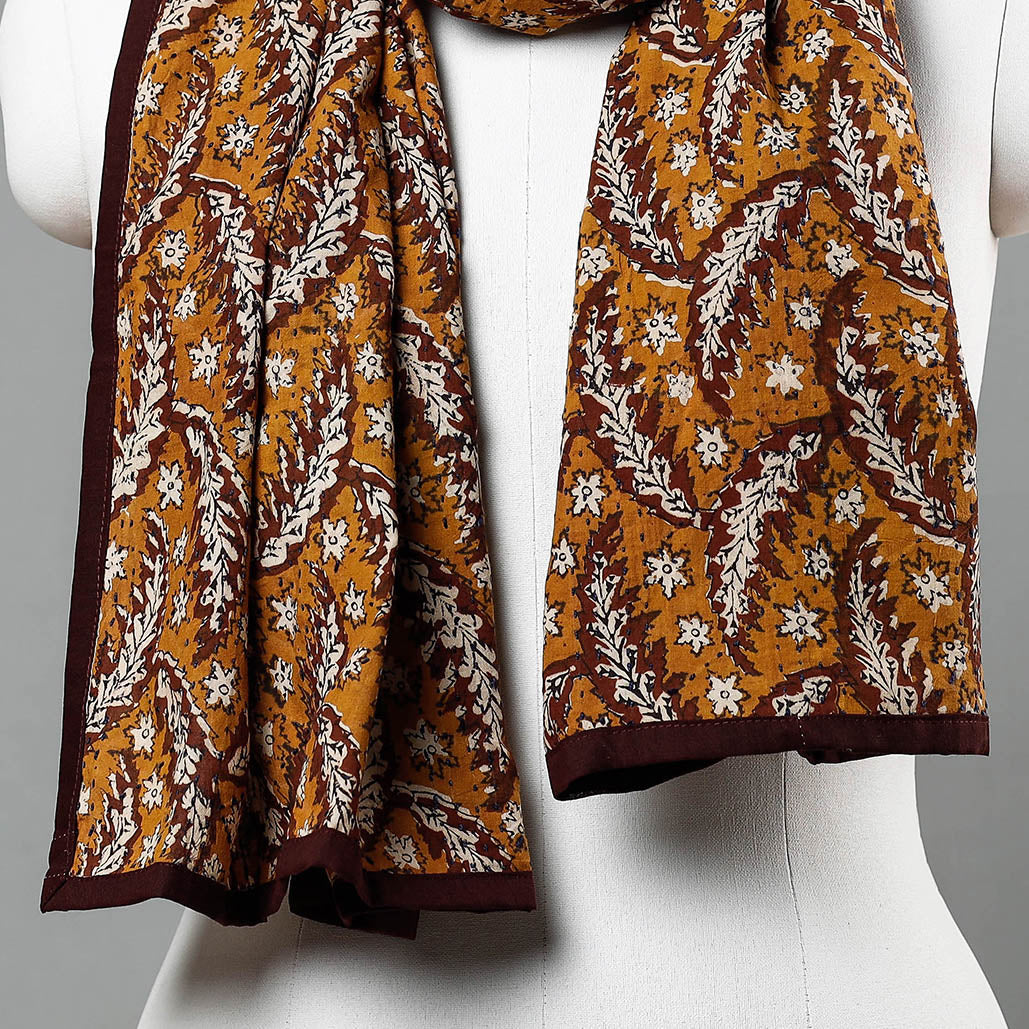ARTISAN HAND BLOCK PRINTS Brown - Bagru Block Printed Tagai Work Cotton Stole - view 3