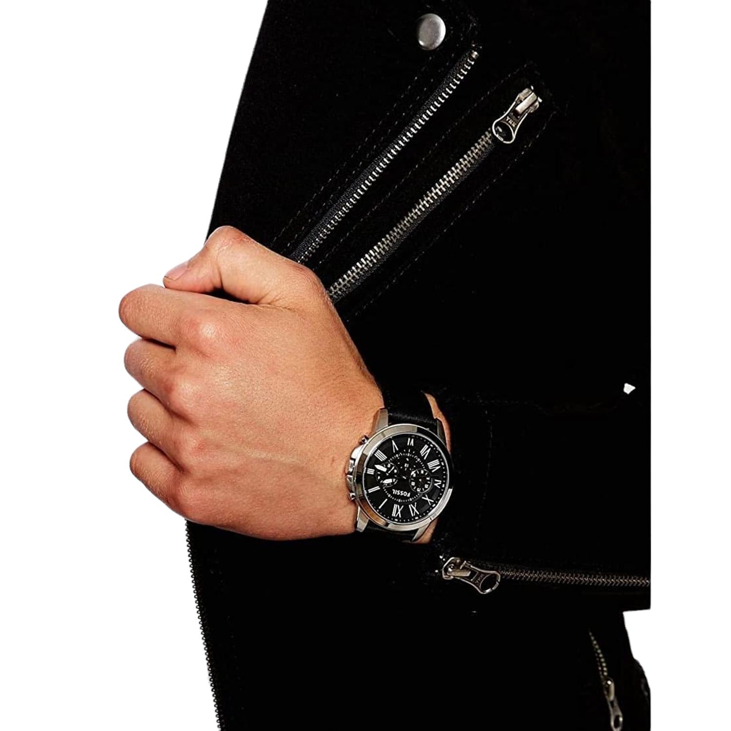 Fossil Grant Men Quartz Black Dial Chronograph Leather Watch FS4812 - view 5