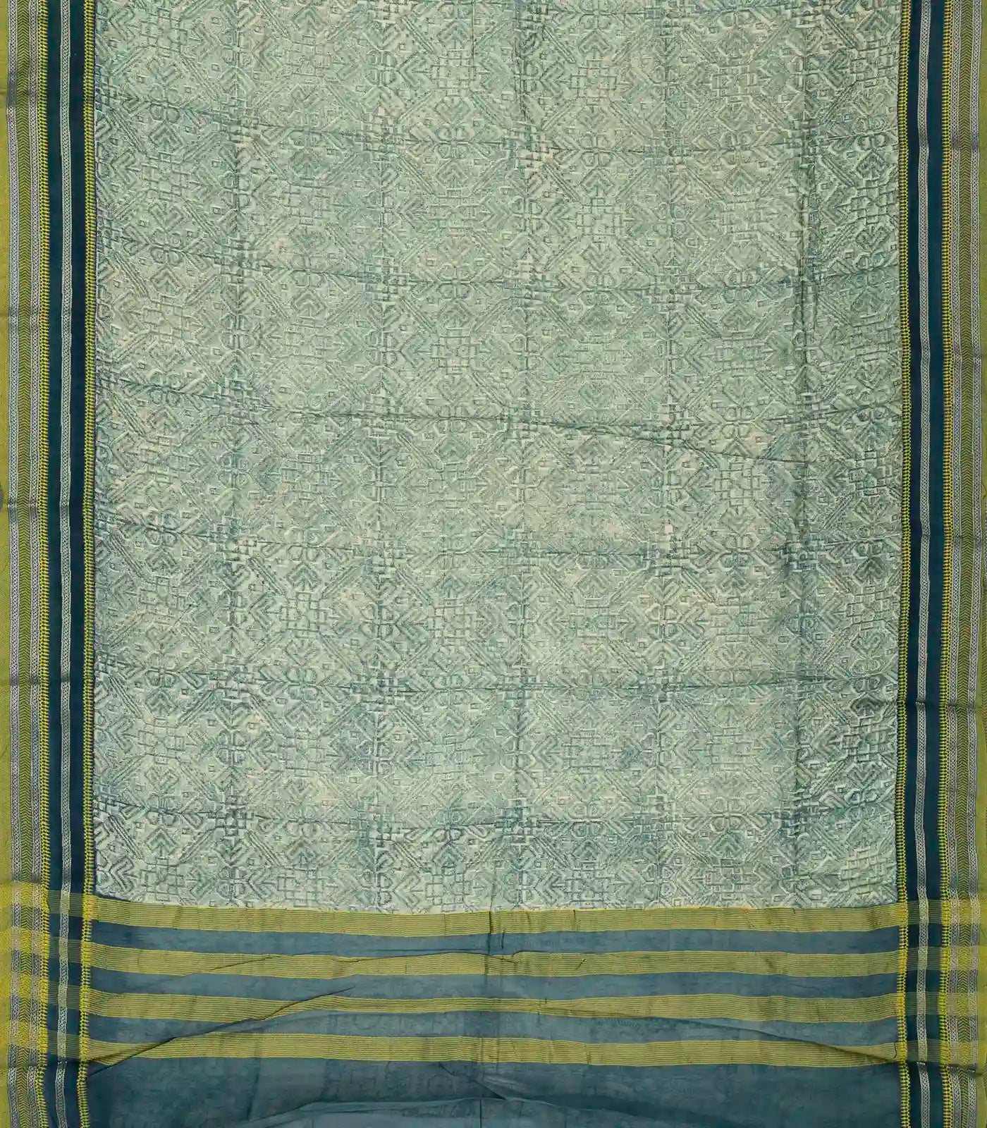 RmKV Shadow Green Handloom Chanderi Cotton Saree With Printed Floral Motif - view 2