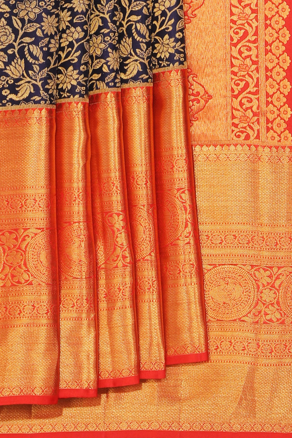 Kalanjali Kanchi Silk Indigo Blue Saree – Women's