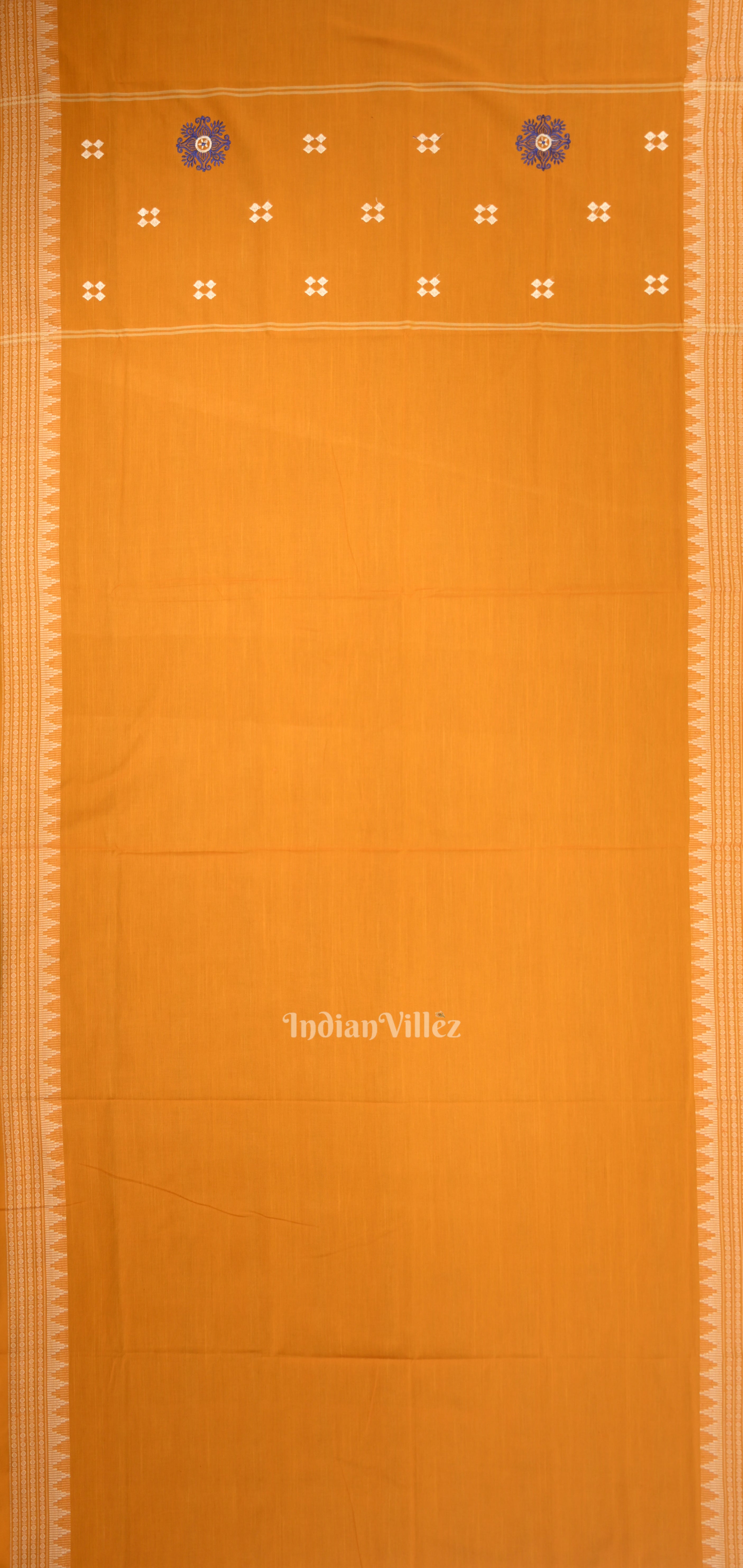 IndianVillèz Navy Blue Yellow Flower Buti Odisha Ikat Sambalpuri Dress Material & Dupatta - view 5