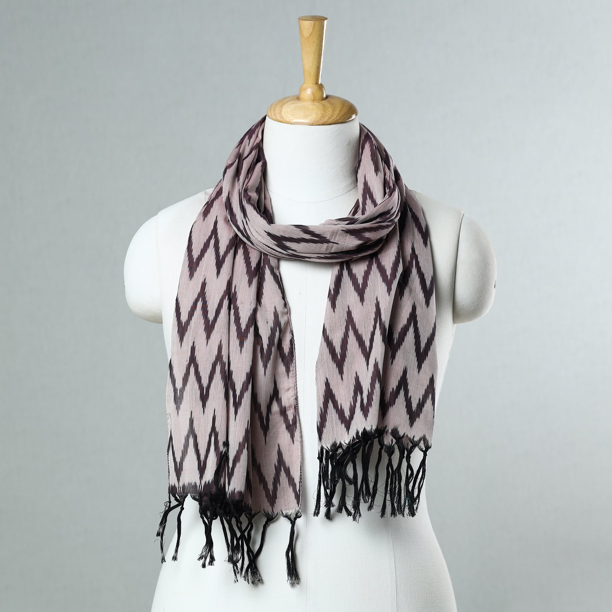 SOUTH KARGHA Brown - Handloom Mercerized Cotton Pochampally Ikat Stole 22