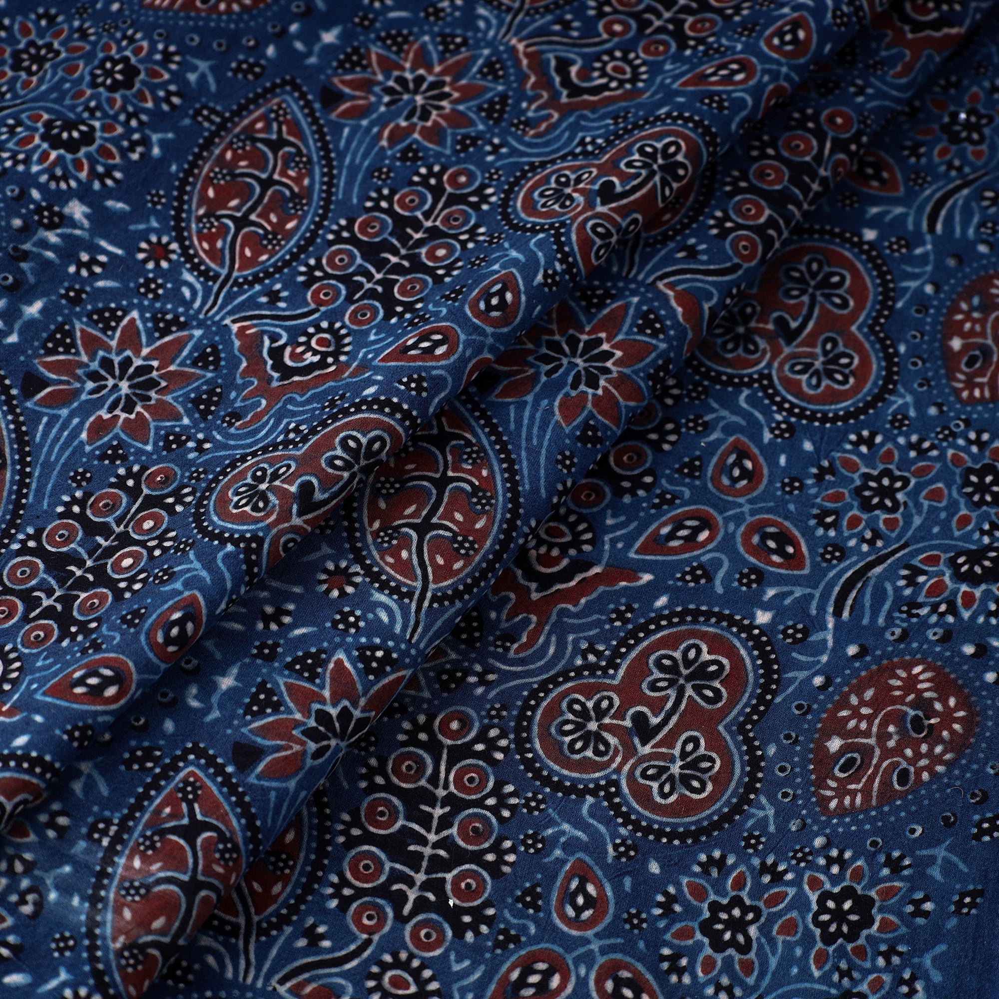 RIYAZ ABDULMAJID KHATRI - AJRAKH Blue - Block Print Cotton Ajrakh Fabric 06 - view 2