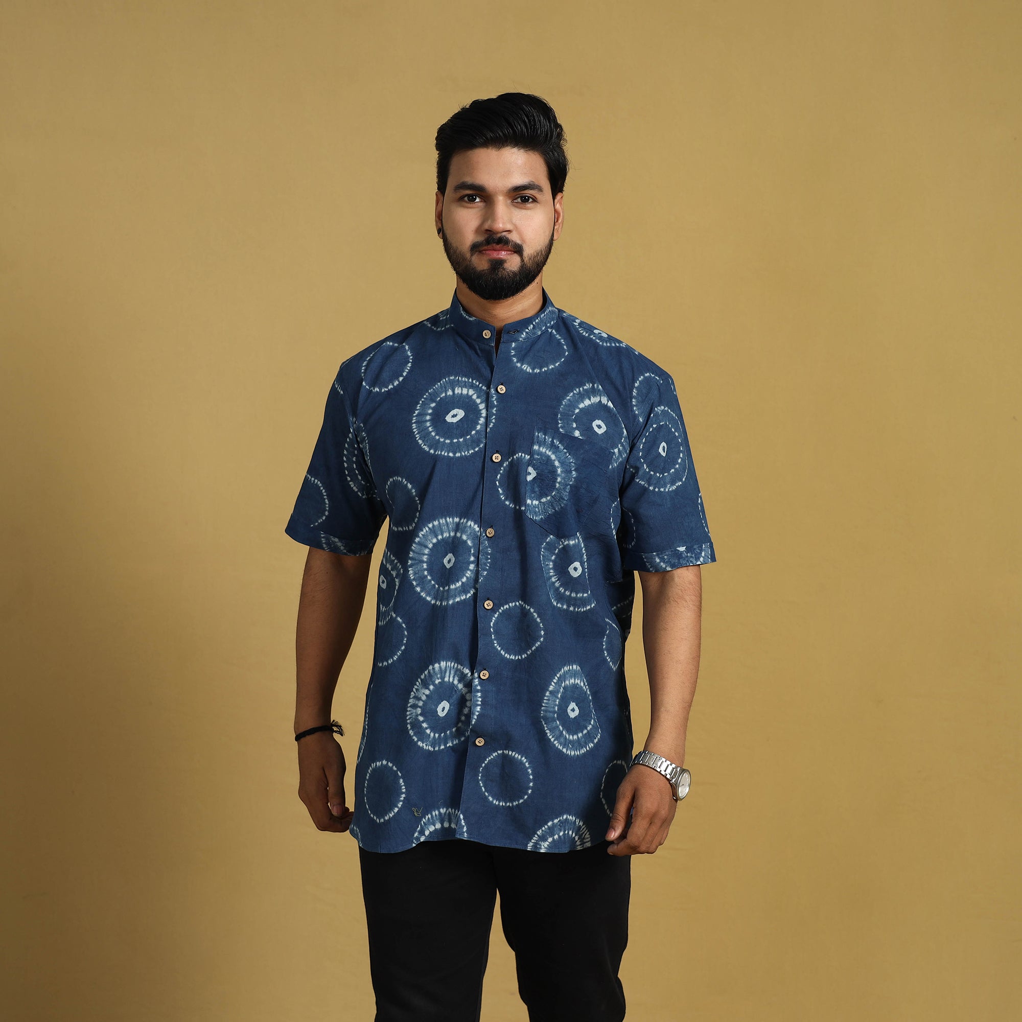 ITOKRI CASUALS Blue - Half Sleeve Tie & Dye Cotton Men Shibori Shirt 11
