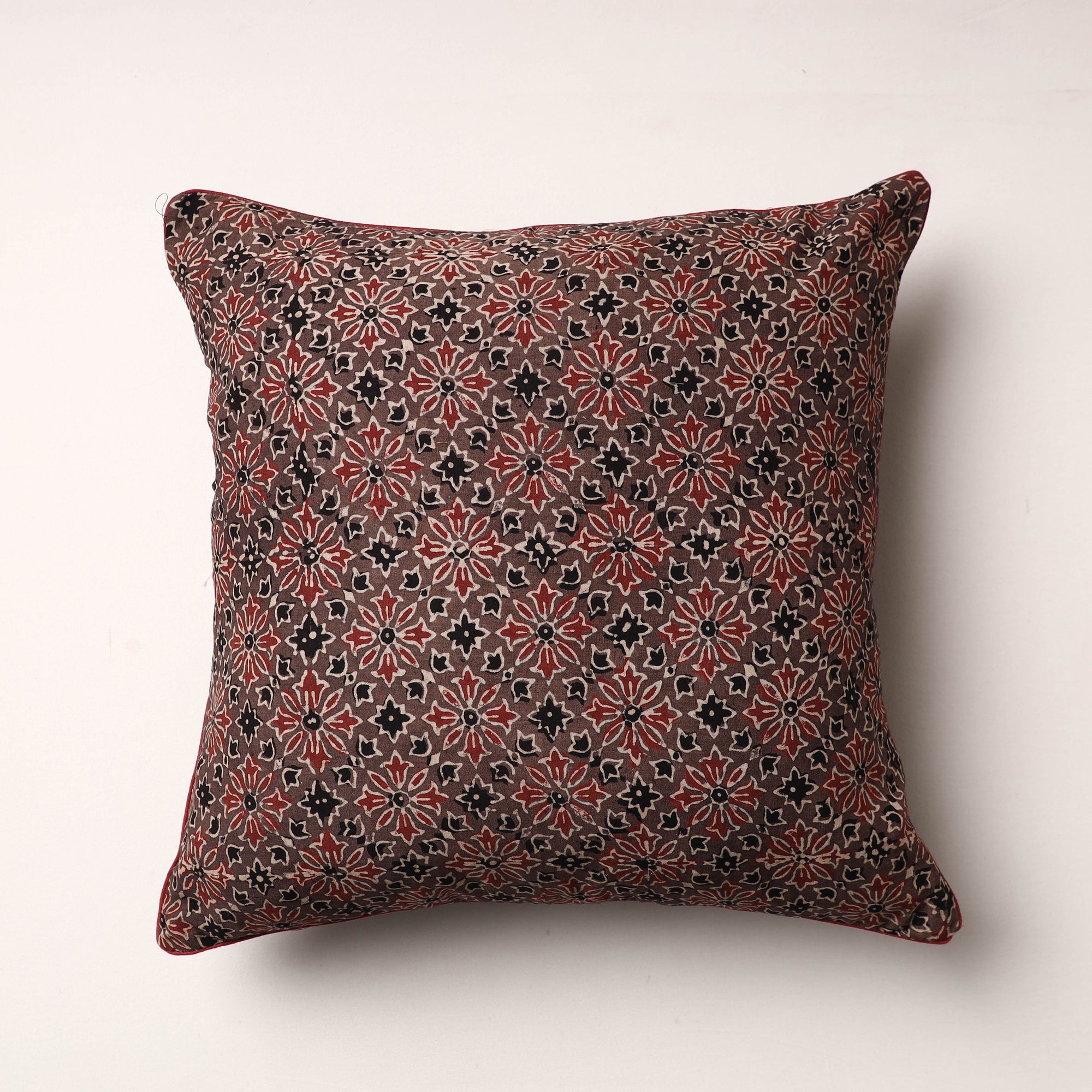 HAVELI CHRONICLES Brown - Ajrakh Block Printed Cotton Cushion Cover (16 x 16 in)