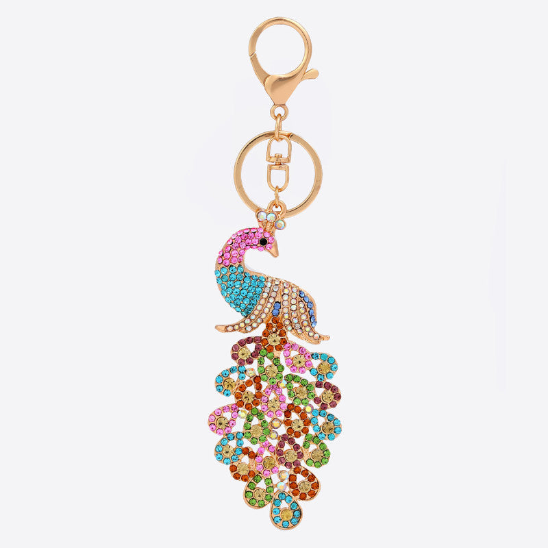 Peeperly Lavish Diamond Peacock Alloy Keychain - view 3