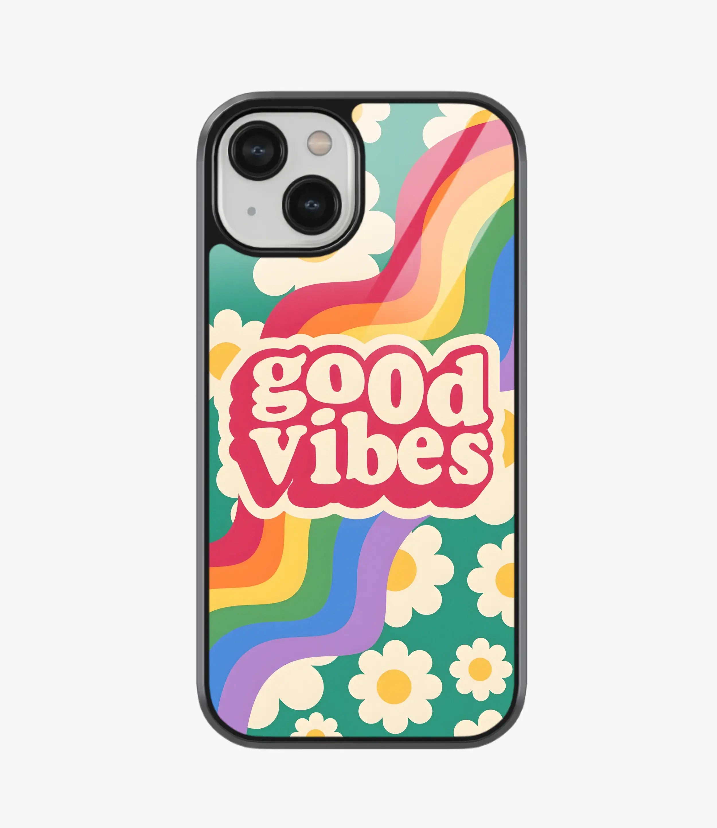 The Case Company Good Vibes Rainbow Glass Case