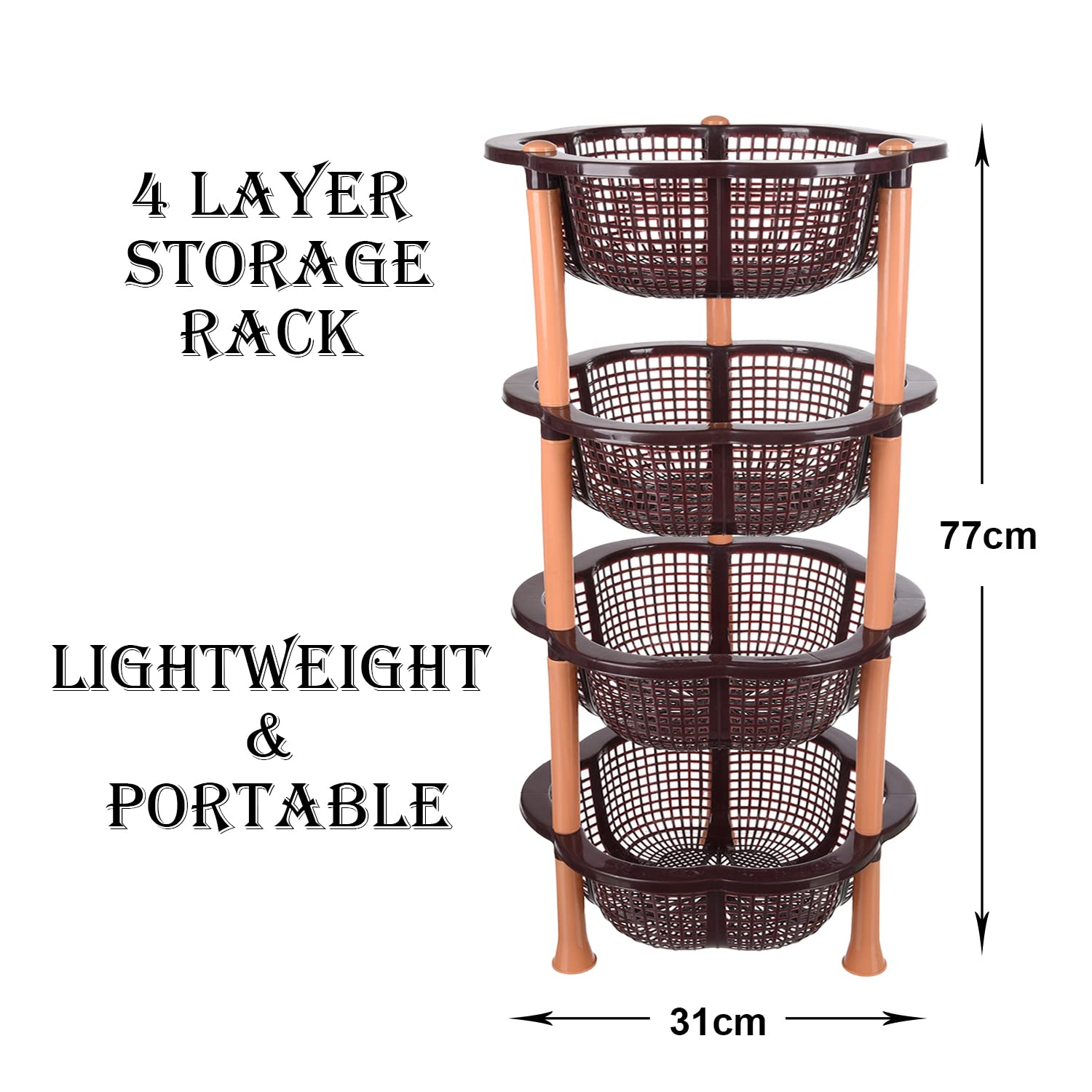 Heart Home Storage Basket | Plastic 4 Layer Kitchen Storage Basket | Storage Rack for Kitchen | Multi-Layer Vegetable Rack | Desire Floor-Standing Rac - view 3