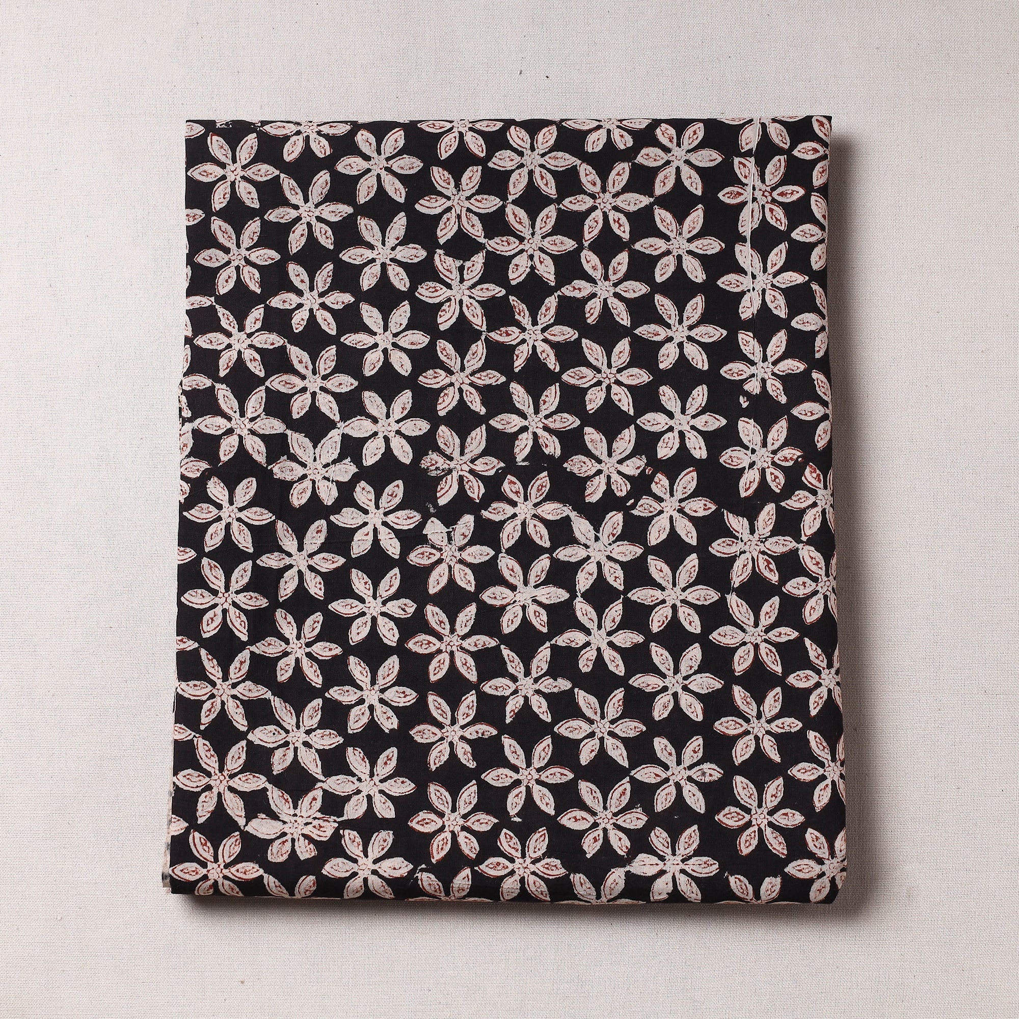 AJRAKH BY JABBAR KHATRI Black - Ajrakh Block Printed Cotton Precut Fabric (1.2 meter)
