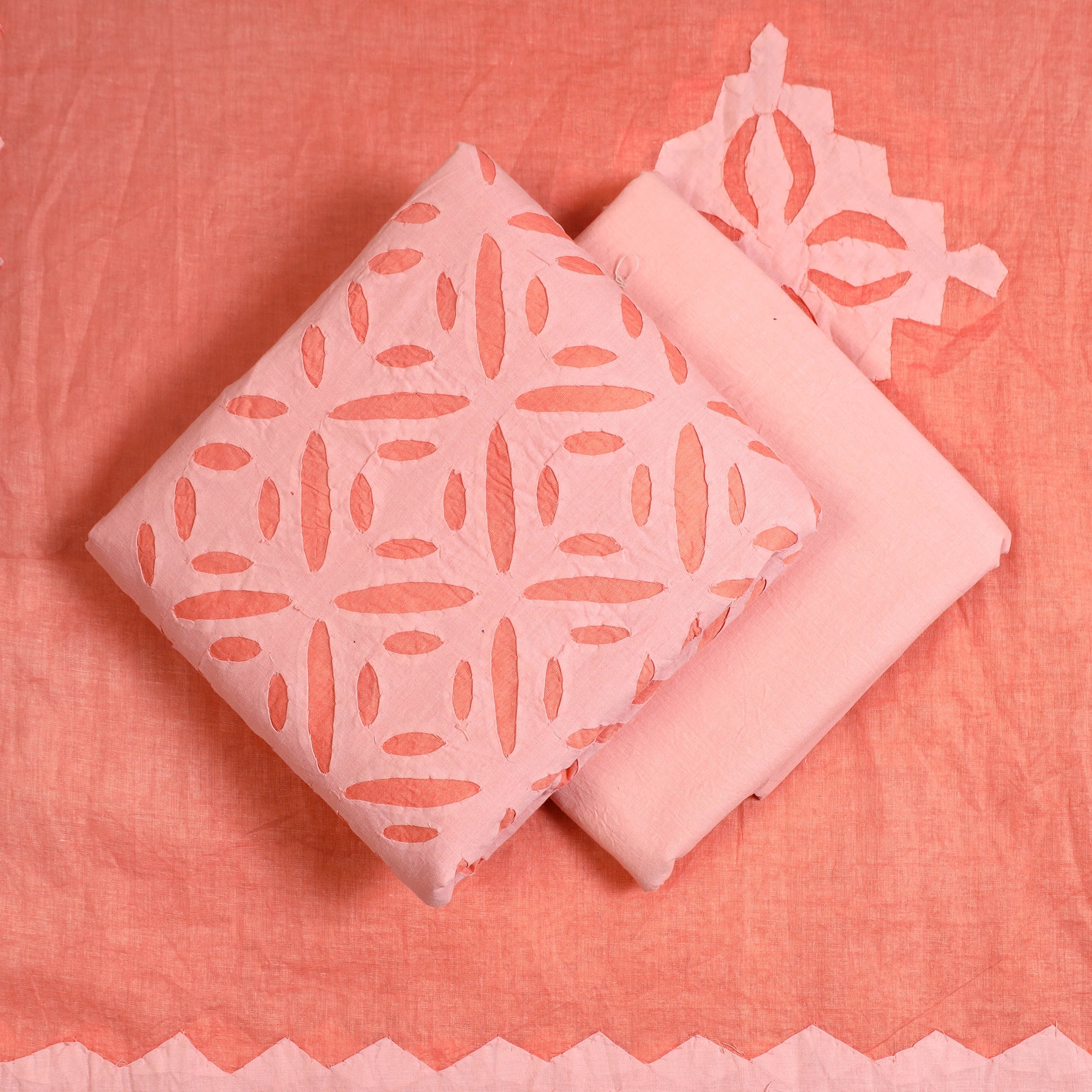 SHADES OF MARUDHARA Peach - 3pc Cut Work Cotton Barmer Applique Dress Material 07 - view 2