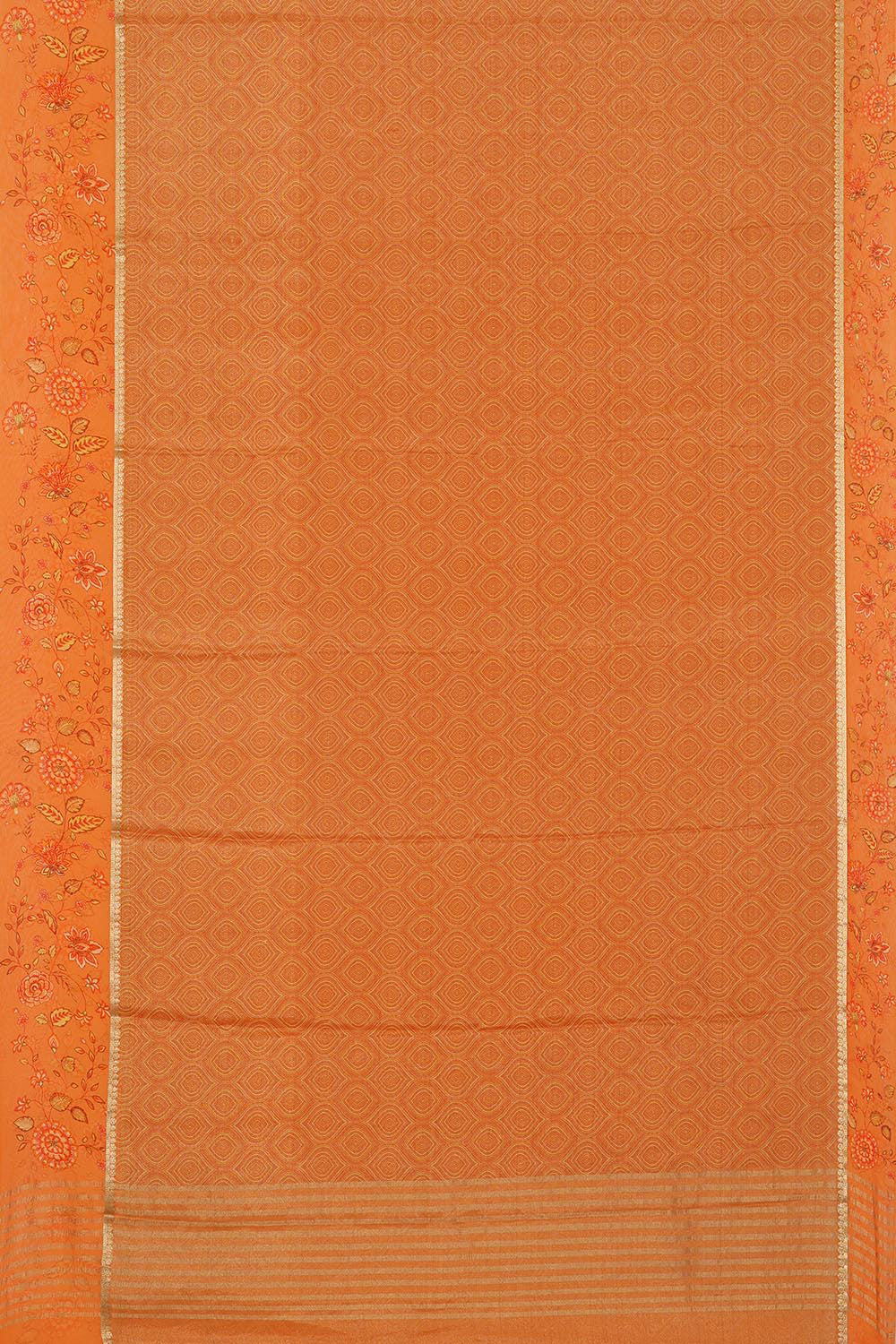 Kalanjali Crepe Orange Saree – Women's - view 3