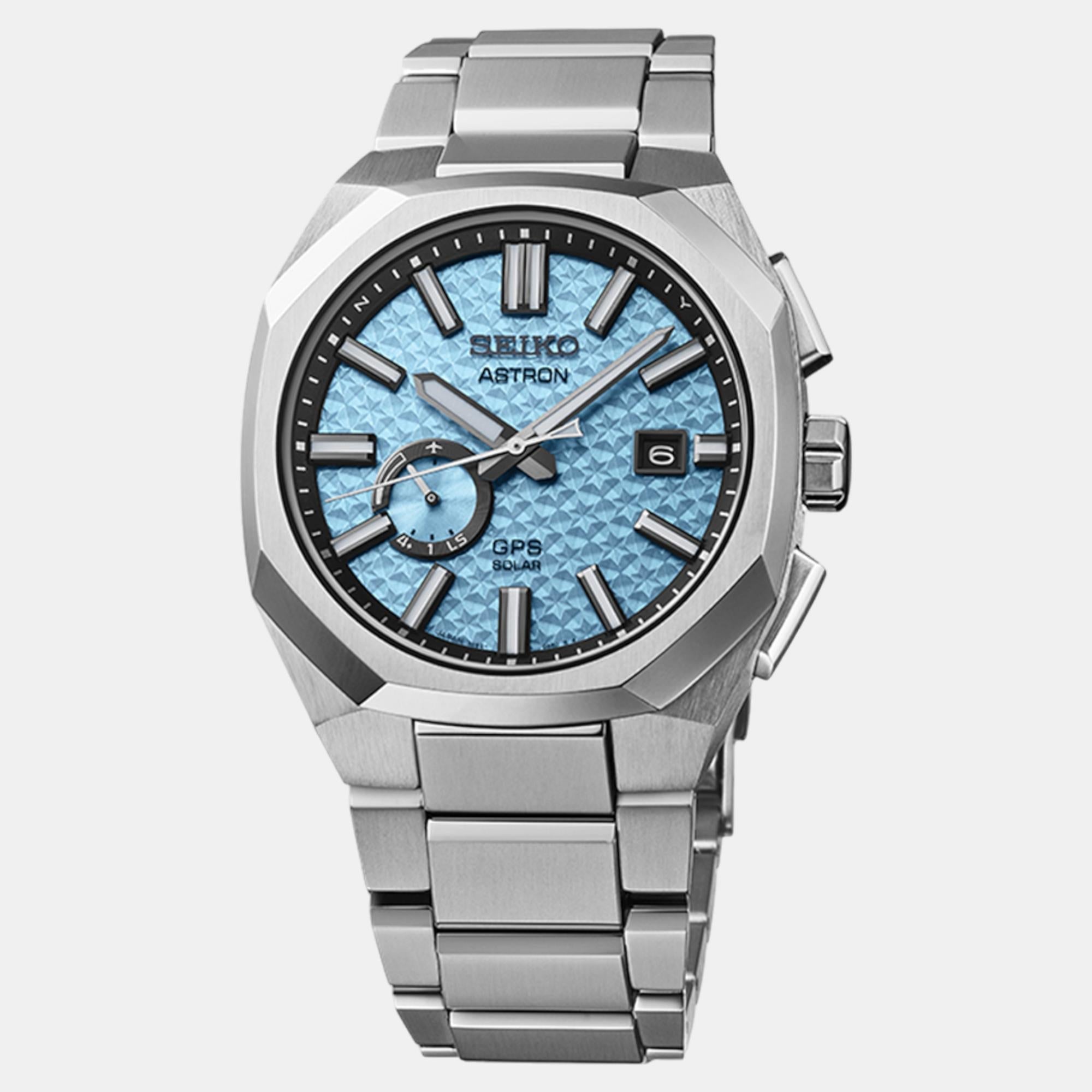 Seiko Astron Men Solar Blue Dial Analog Stainless Steel Watch SSJ027J1