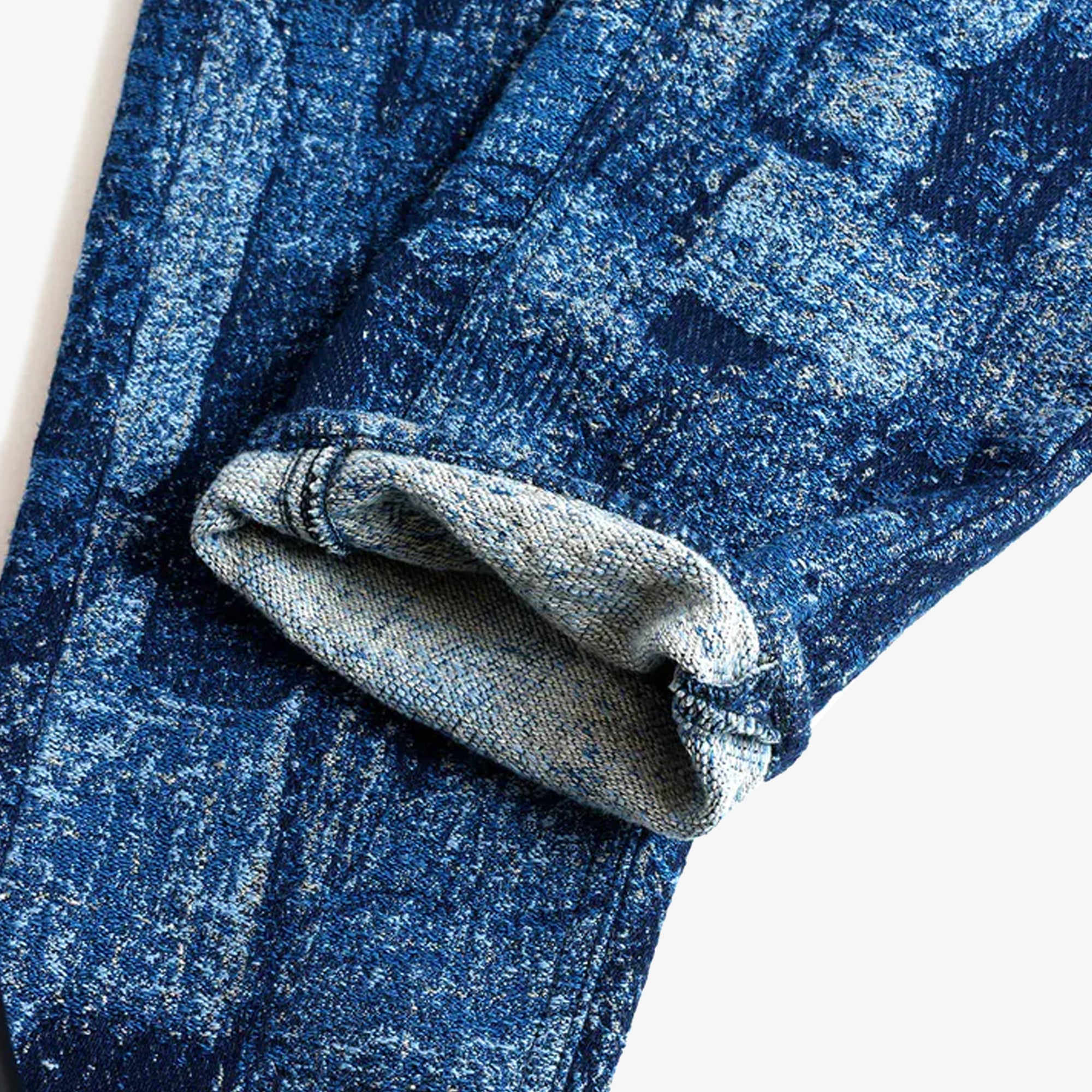 Fdmtl | Jacquard Boro Pants Rinse - Boro { Indigo - view 6