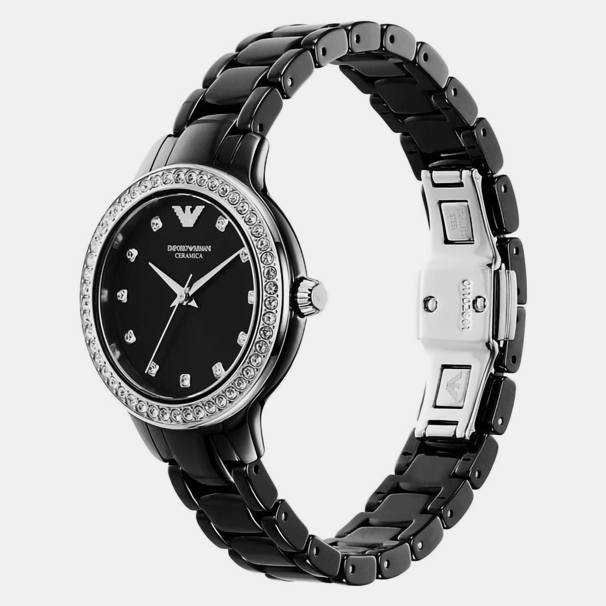 Emporio Armani Cleo Women Quartz Black Dial Analog Ceramic Watch AR70008 - view 2