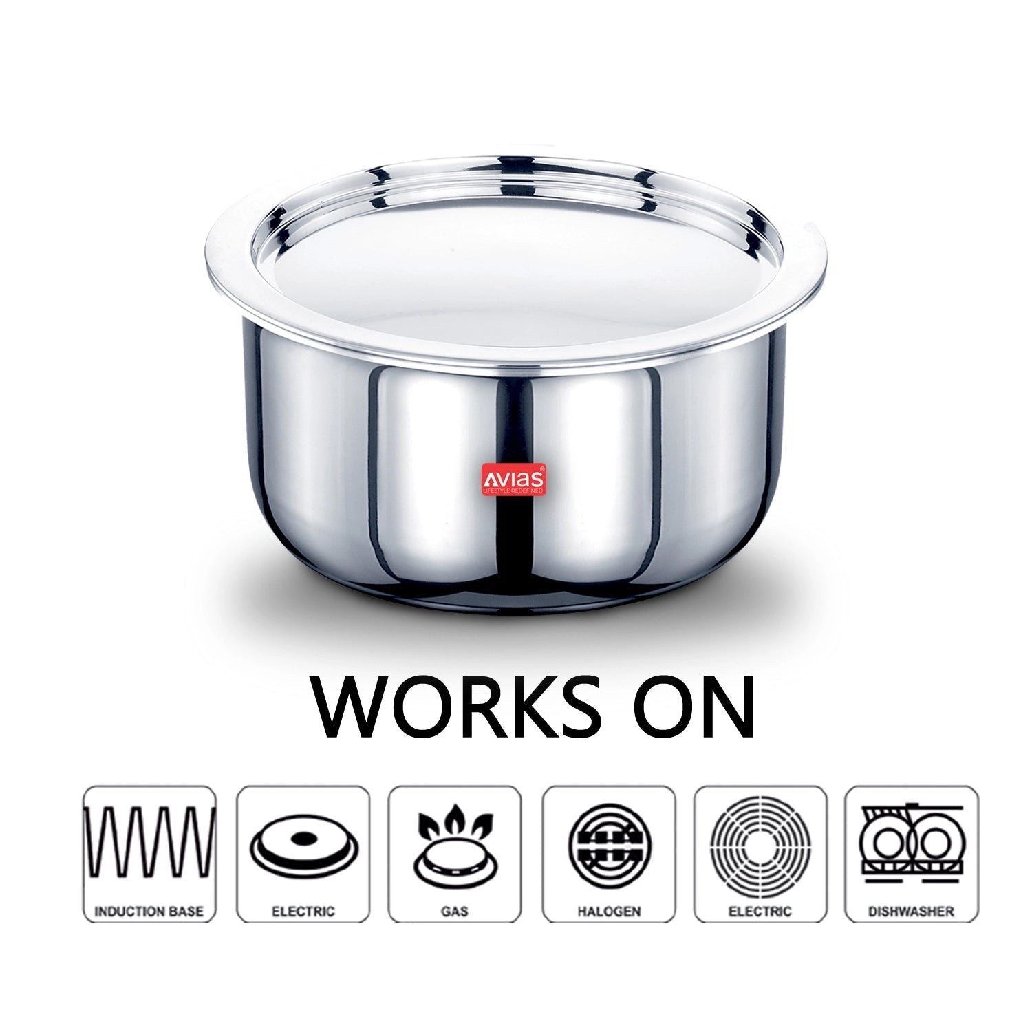 AVIAS Riara Premium Stainless Steel Tri-Ply Tope With Steel Lid | Gas & Induction Compatible | Silver - view 4