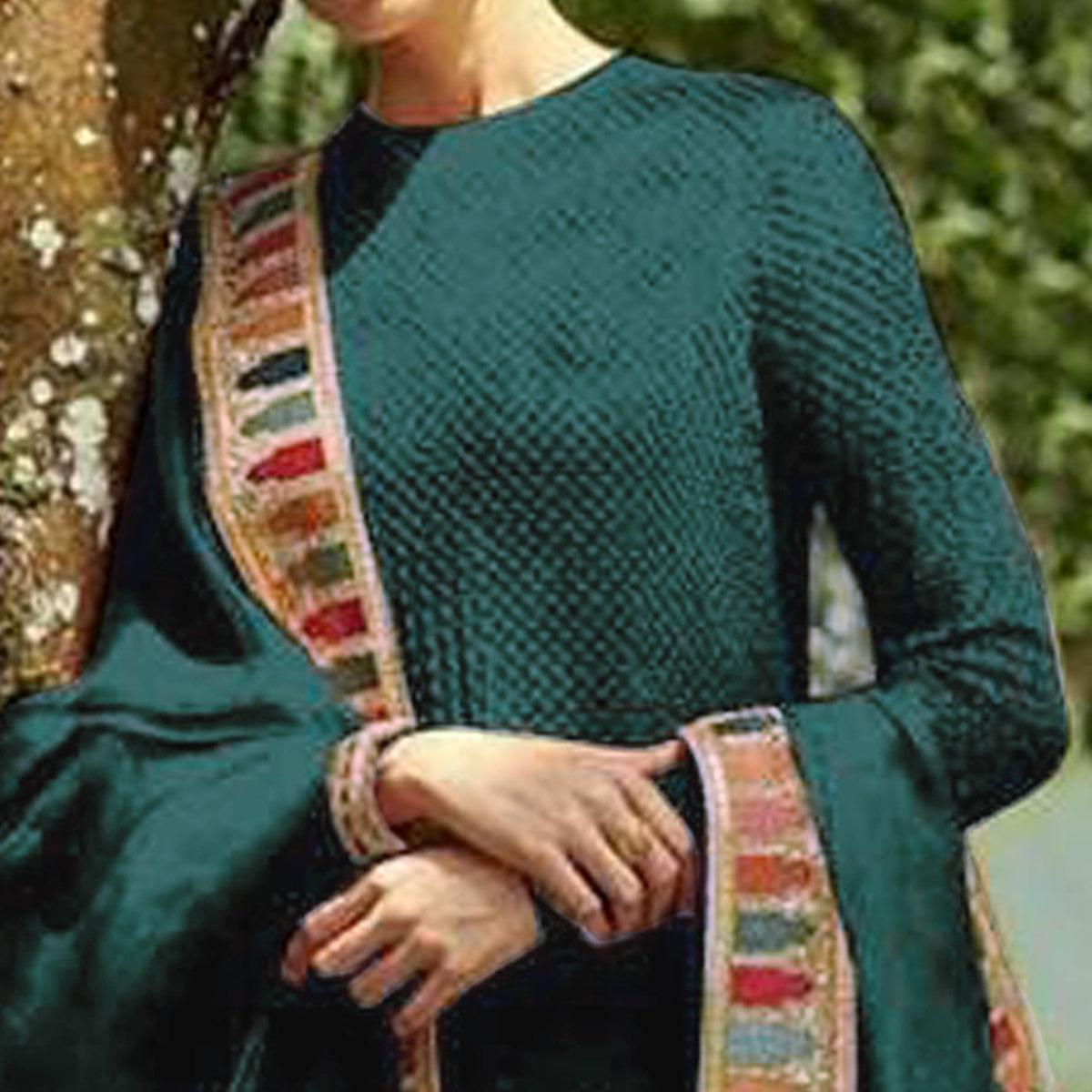 Peachmode Dark Green Sequins Embroidered Georgette Salwar Suit - view 2