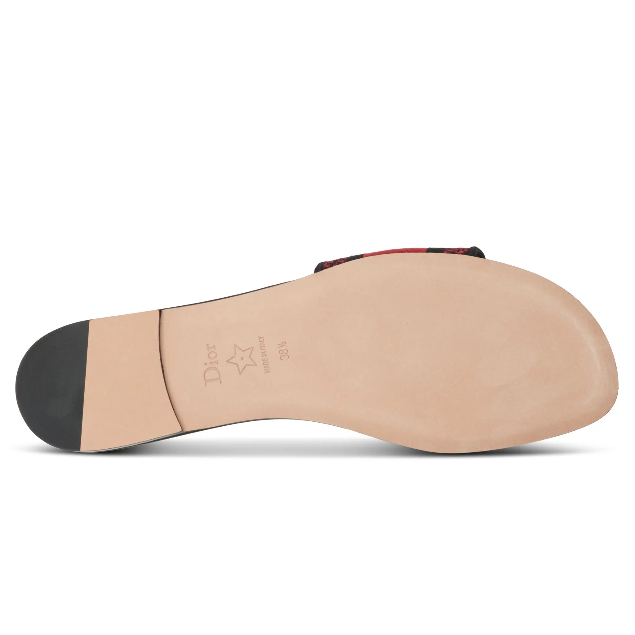 Dior Dway Embroidered Cotton Red Black Slides - view 5