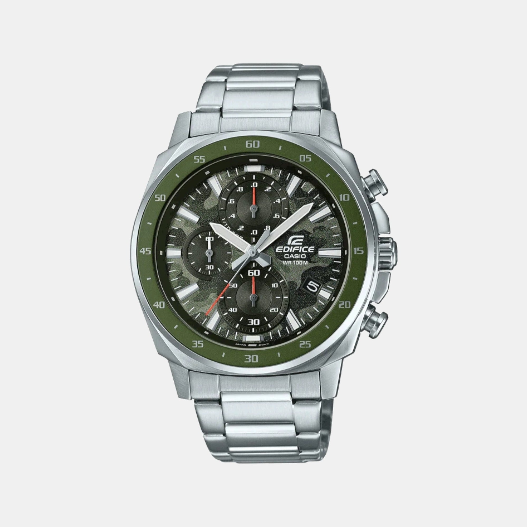 Casio Edifice Men Quartz Green Dial Chronograph Stainless Steel Watch ED573