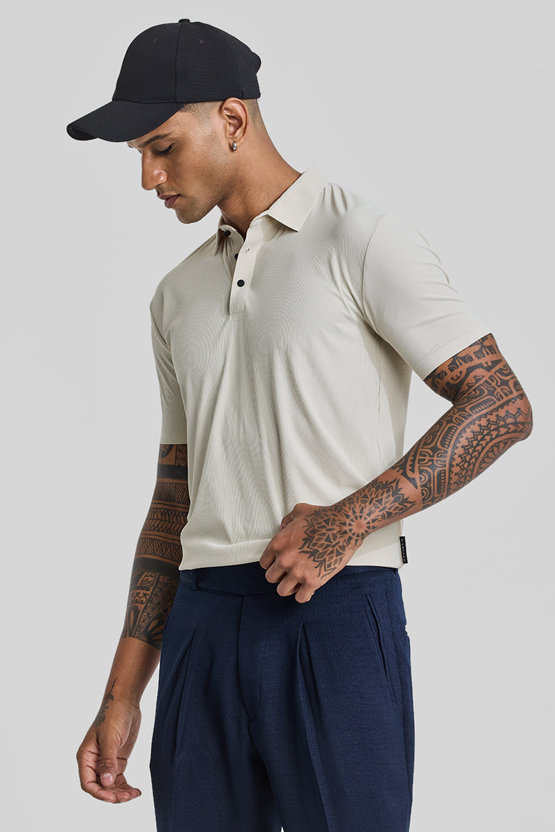 SNITCH Cream Stitchless Polo T-Shirt