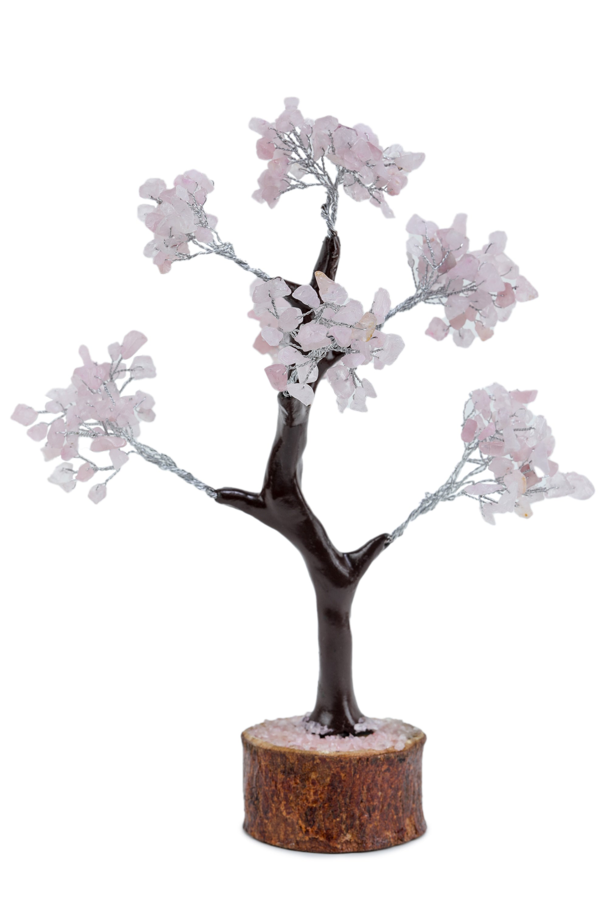 Studio Vaidik Rose Quartz Crystal Tree (M-seal)- 300 chips Pink Height 23cms Approx - view 3