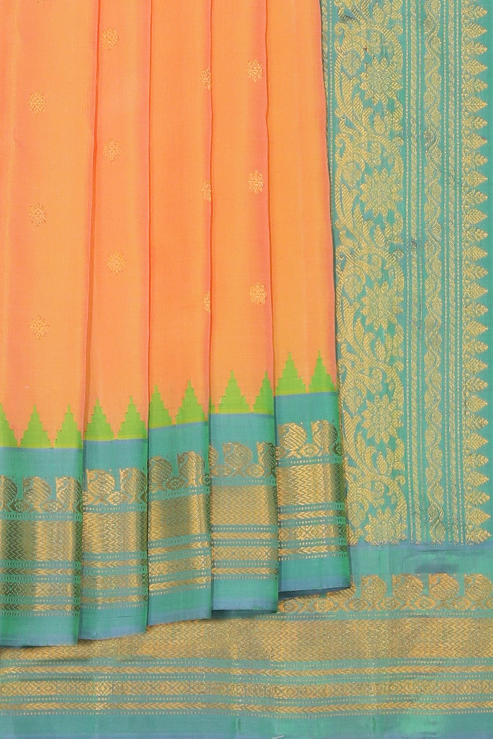 Kalanjali Gadwal Silk Peach Saree – Women's