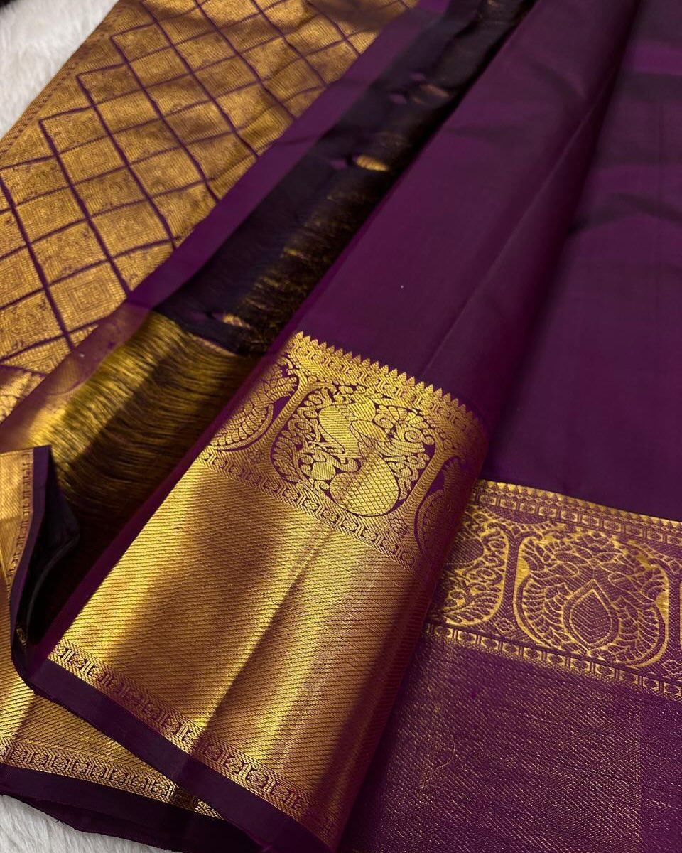Aayna Transcendent Purple Soft Banarasi Silk Saree With Beguiling Blouse Piece - view 3
