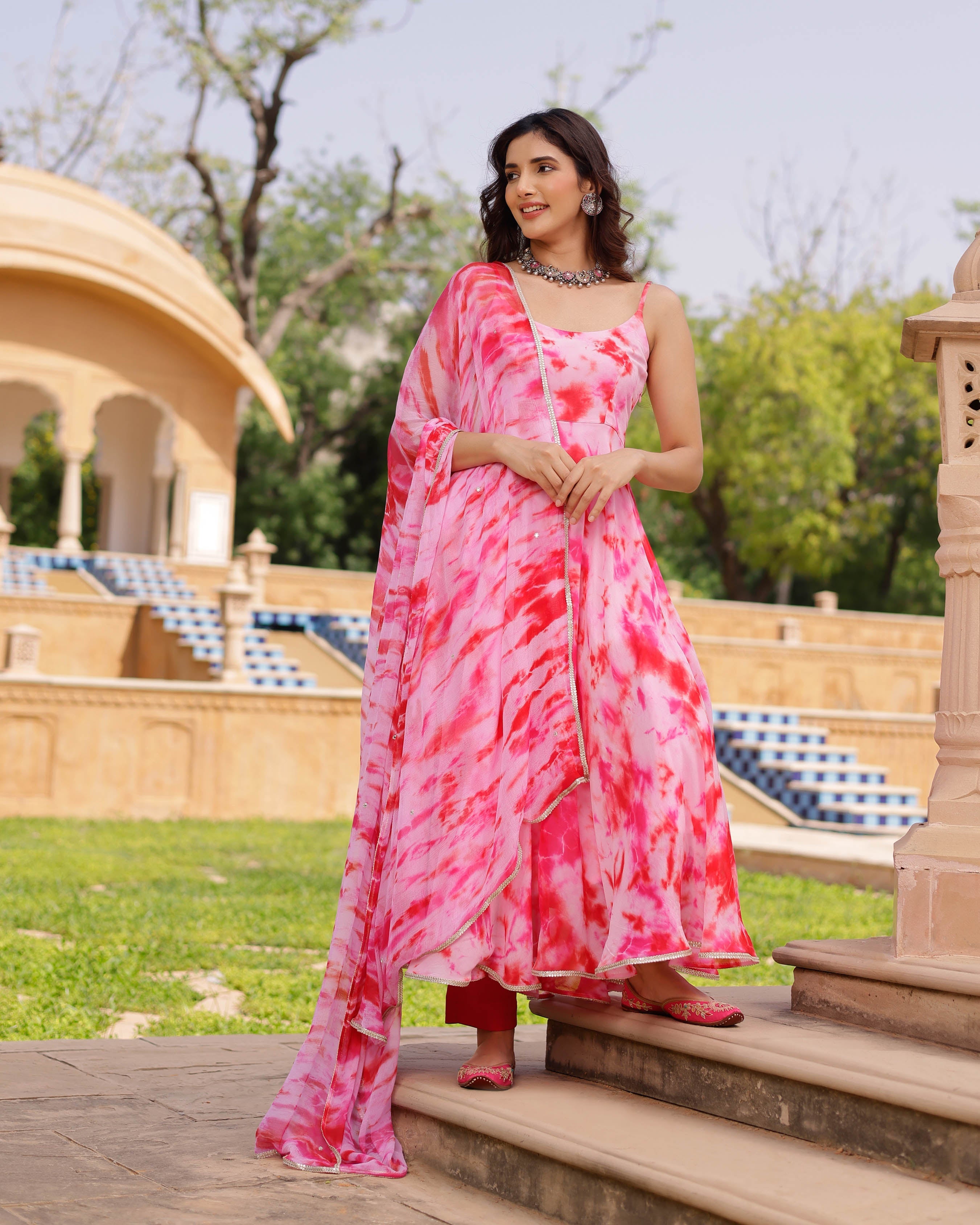 Tie dye suit – Aachho Rosie Georgette Tie & Dye Suit Set