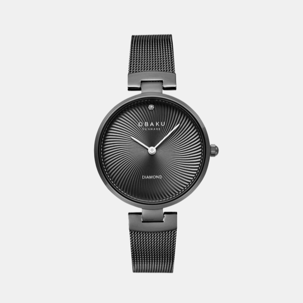 Obaku Diamant Women Quartz Black Dial Analog Stainless Steel Watch V256LXBBMB