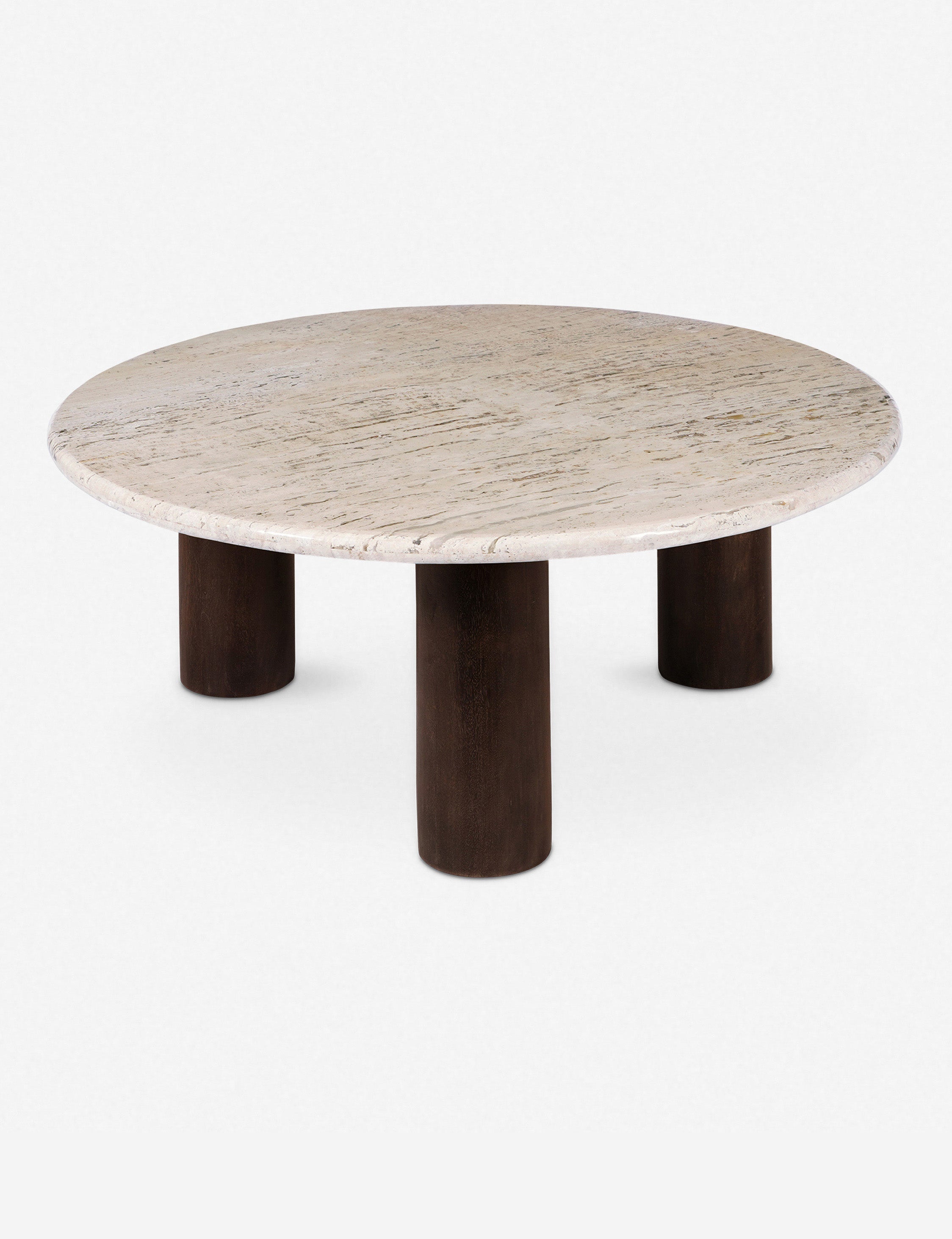 Lulu and Georgia Aleda Round Coffee Table – Dark Brown and Travertine - view 2