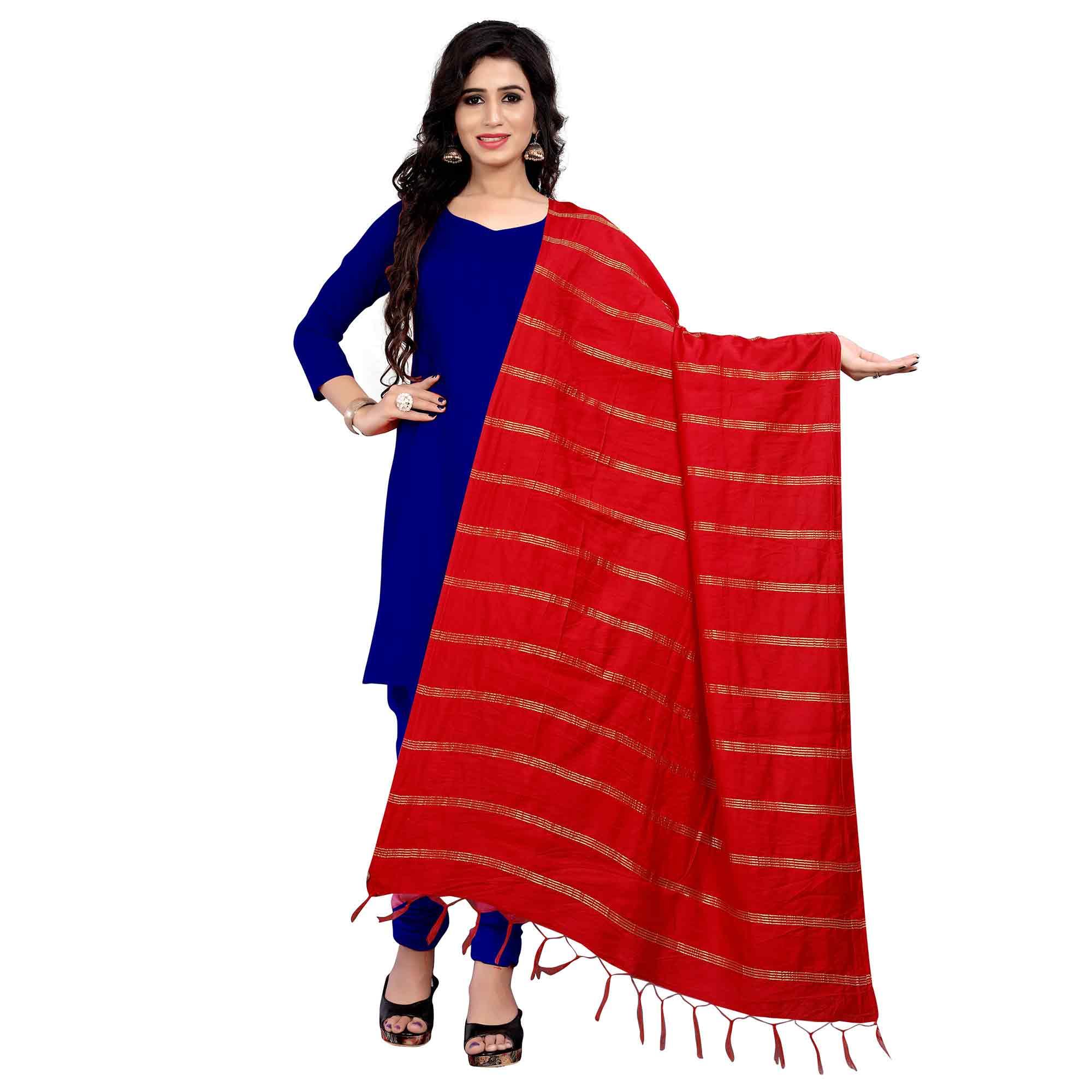 Peachmode Seller Flaunt Red Colored Festive Wear Cotton Dupatta