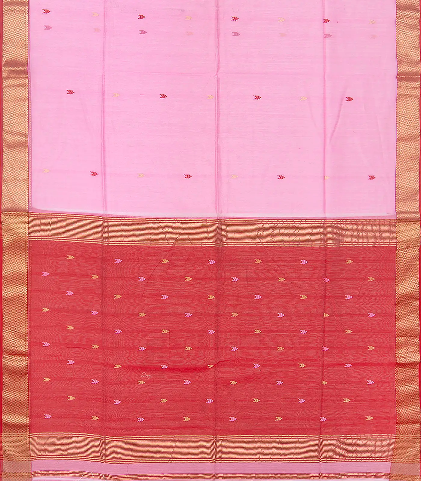 RmKV Baby Pink Handloom Silk Cotton Saree With Zari Border-Baby Pink - view 2